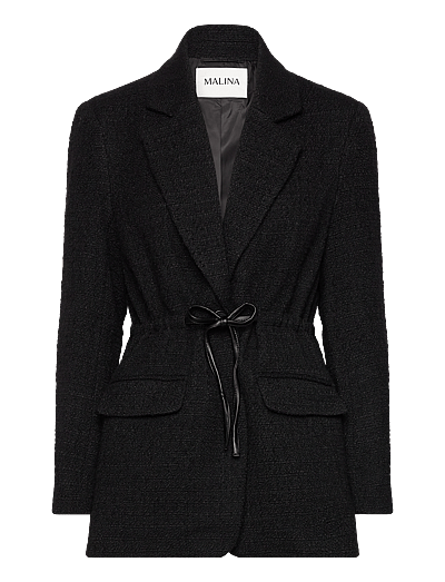 Malina Elodie drawstring boucle blazer - Belted blazers - BLACK / black