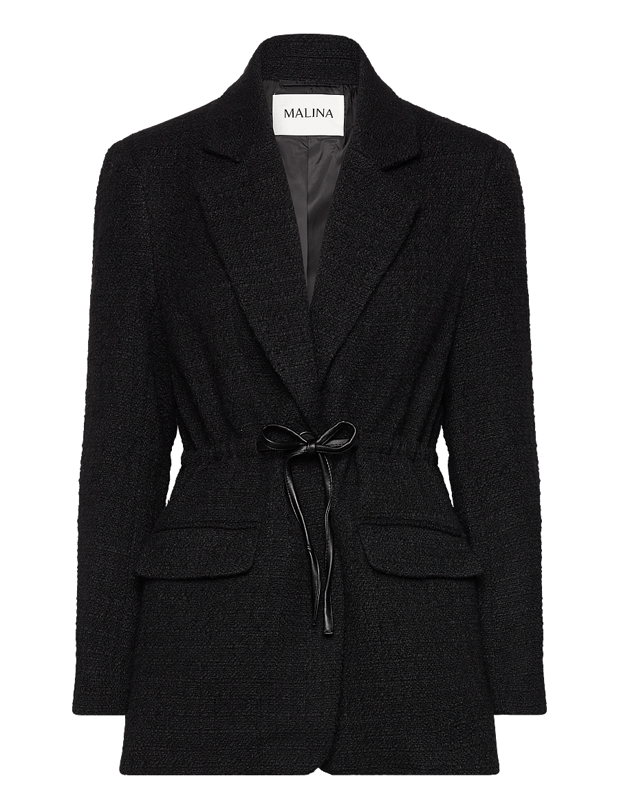 Malina - Elodie drawstring boucle blazer - jakkar með belti - black - 1