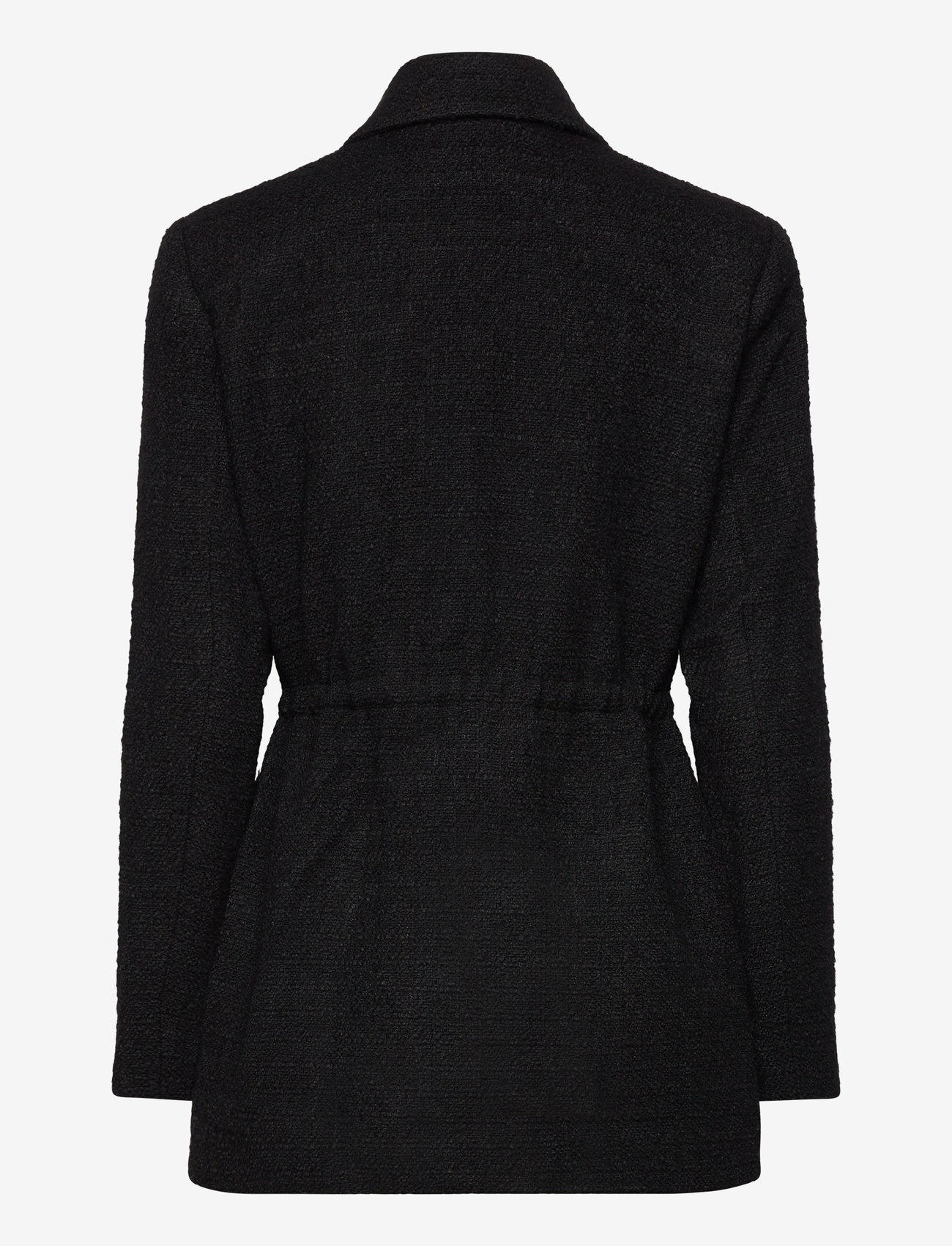 Malina - Elodie drawstring boucle blazer - vööga bleiserid - black - 1