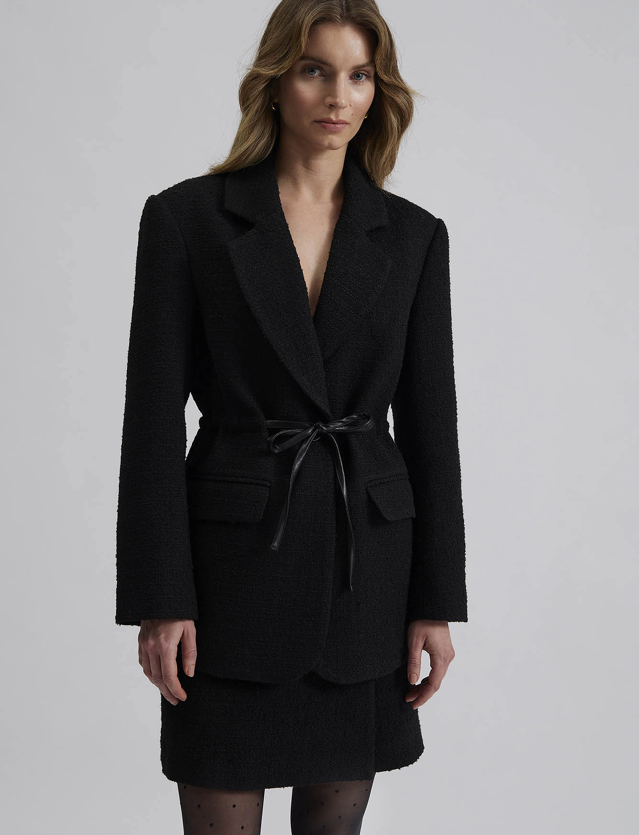 Malina Elodie Drawstring Boucle Blazer, XL, Black, Designere > BouclÉ Blazere, Dame