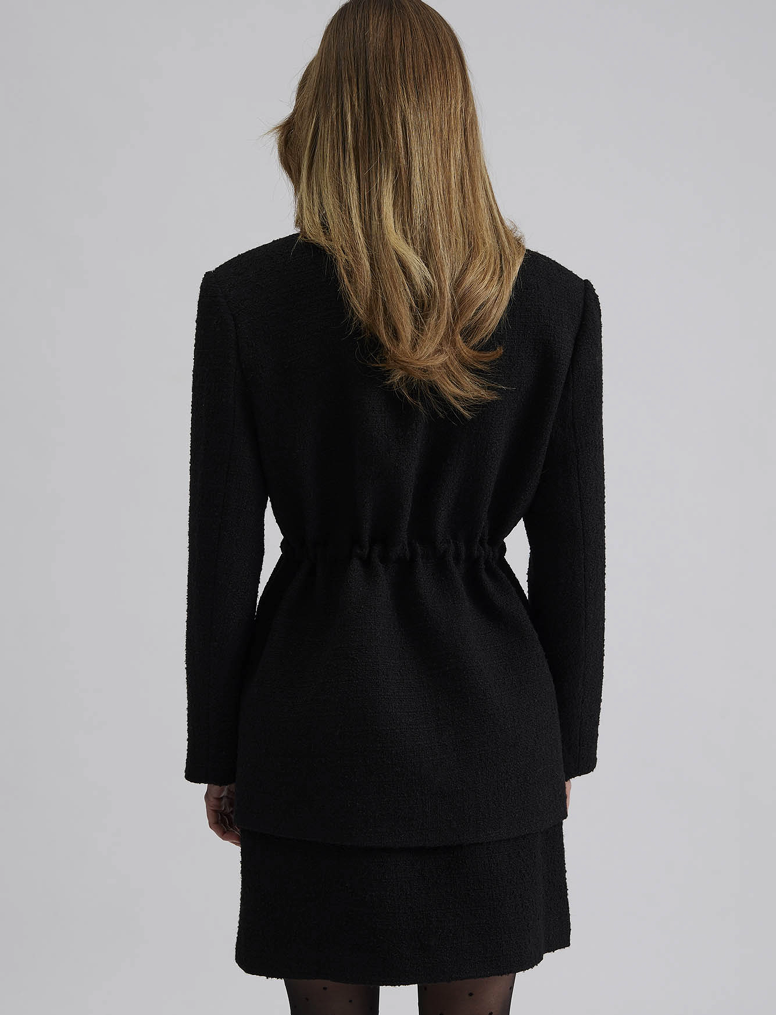 Malina - Elodie drawstring boucle blazer - boucles copy - black - 5