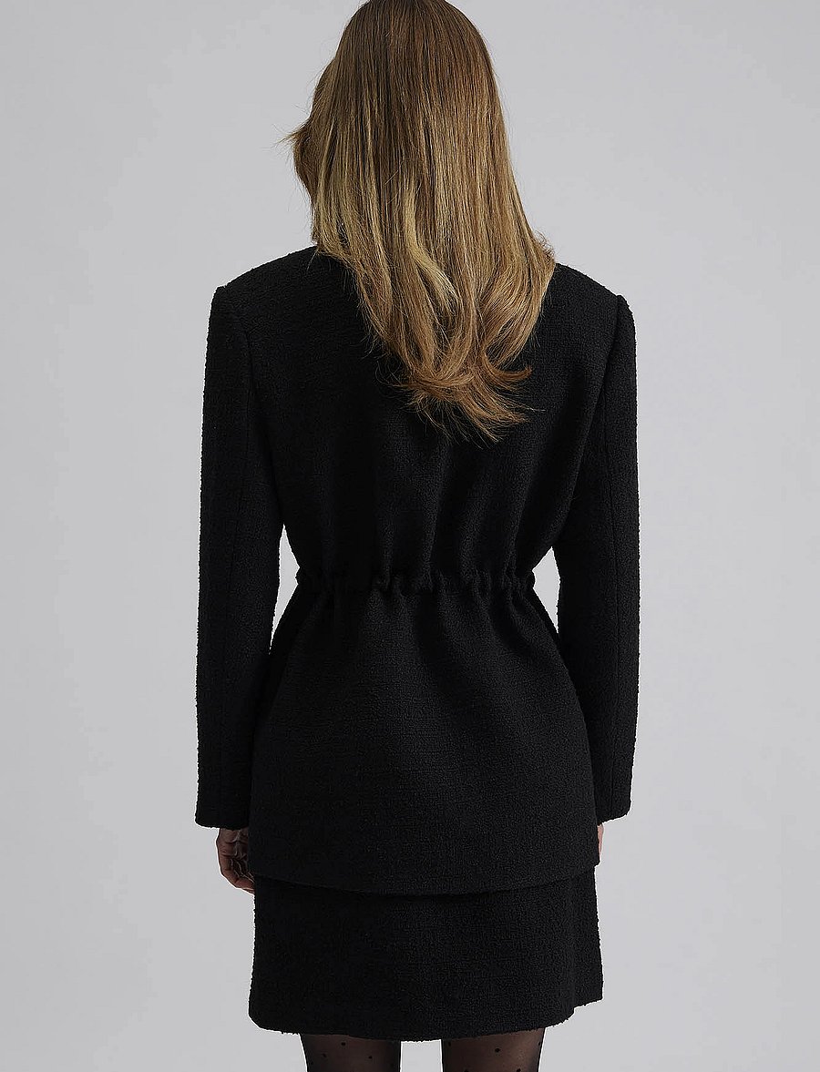 Malina - Elodie drawstring boucle blazer - jakkar með belti - black - 3
