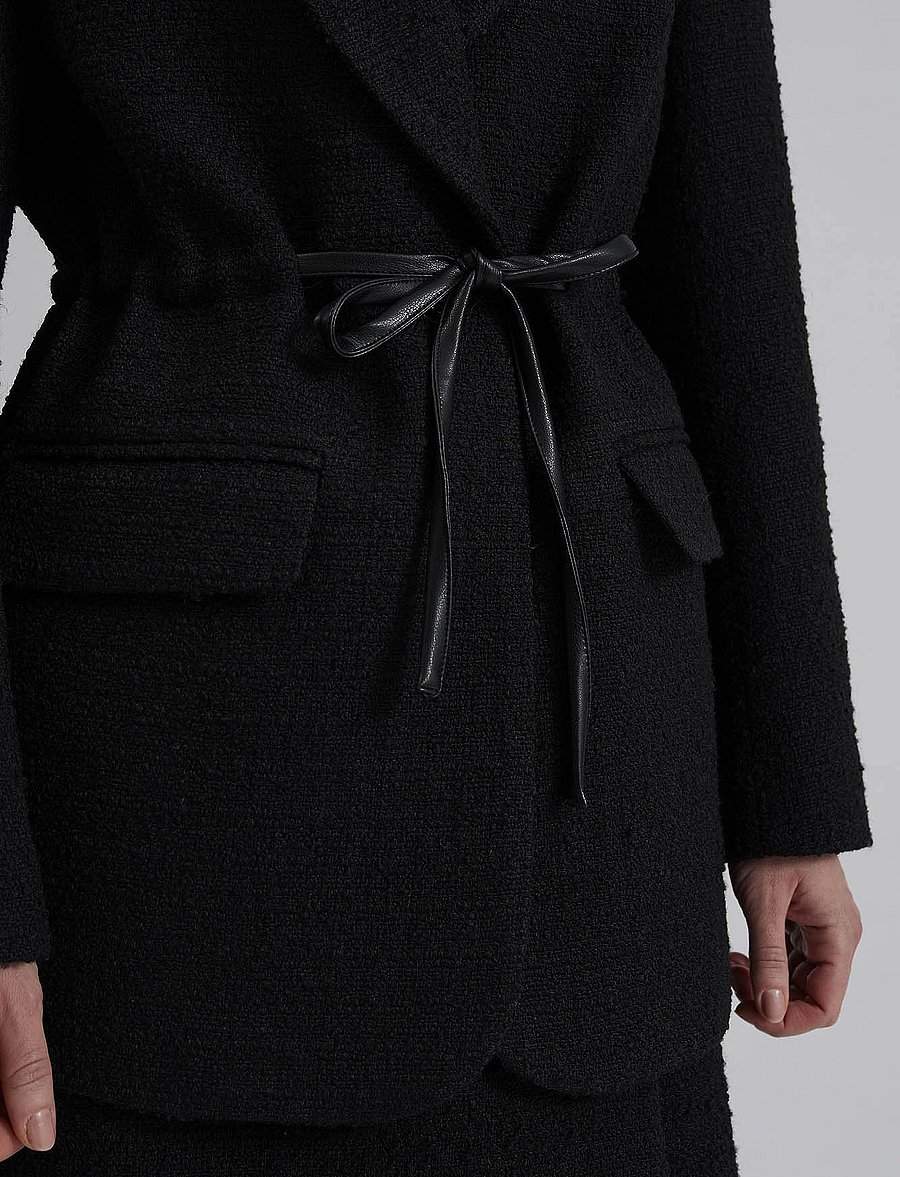 Malina - Elodie drawstring boucle blazer - jakkar með belti - black - 5