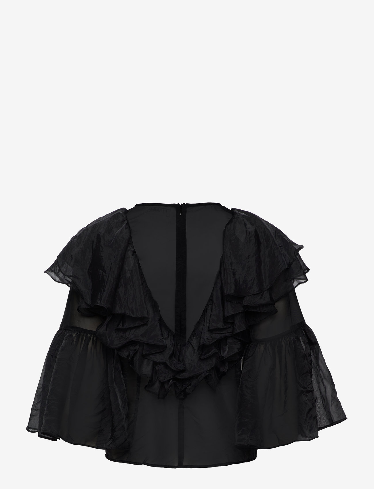 Malina - Alexia Organza frill blouse - kortärmade blusar - black - 2