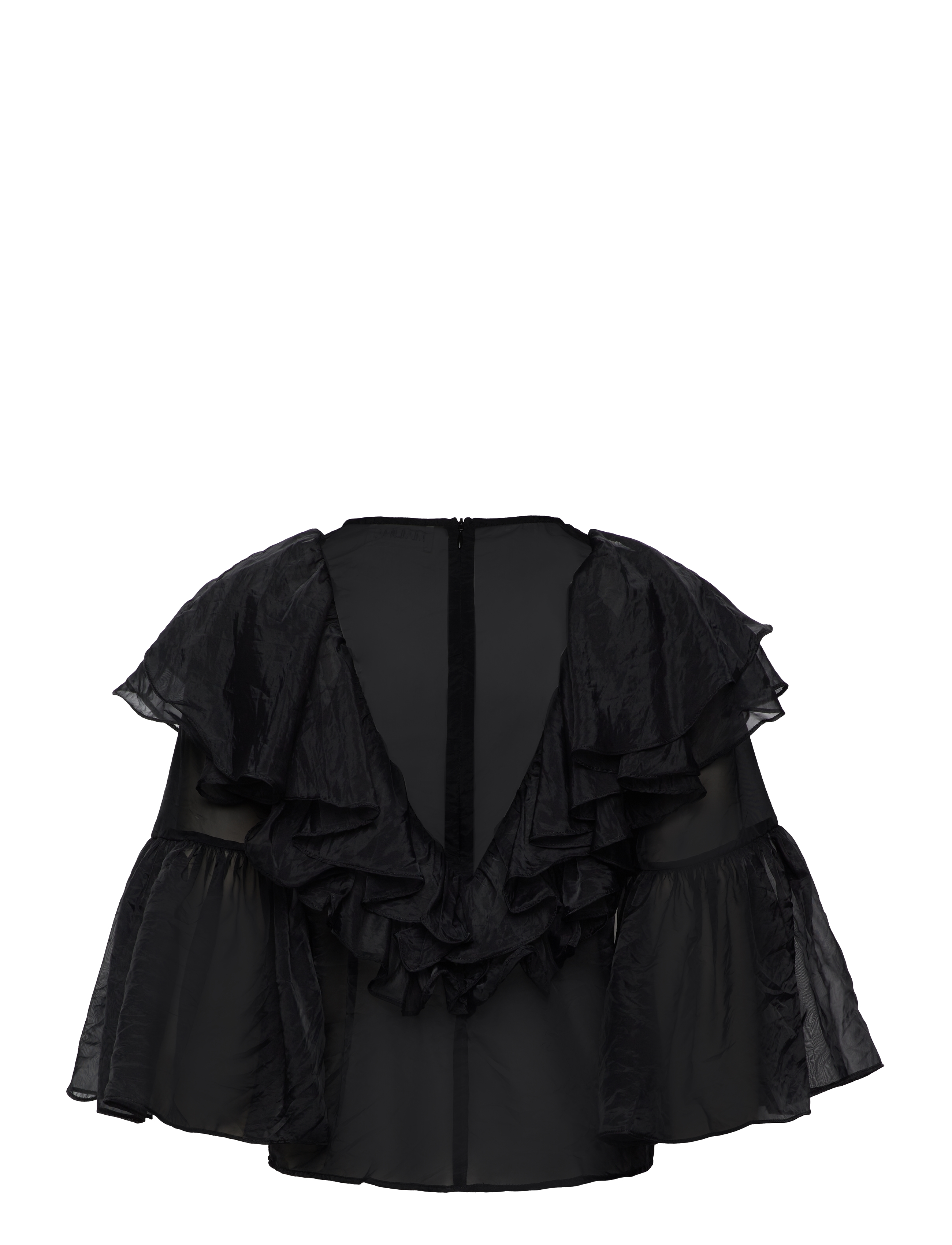Malina - Alexia Organza frill blouse - kortærmede bluser - black - 2