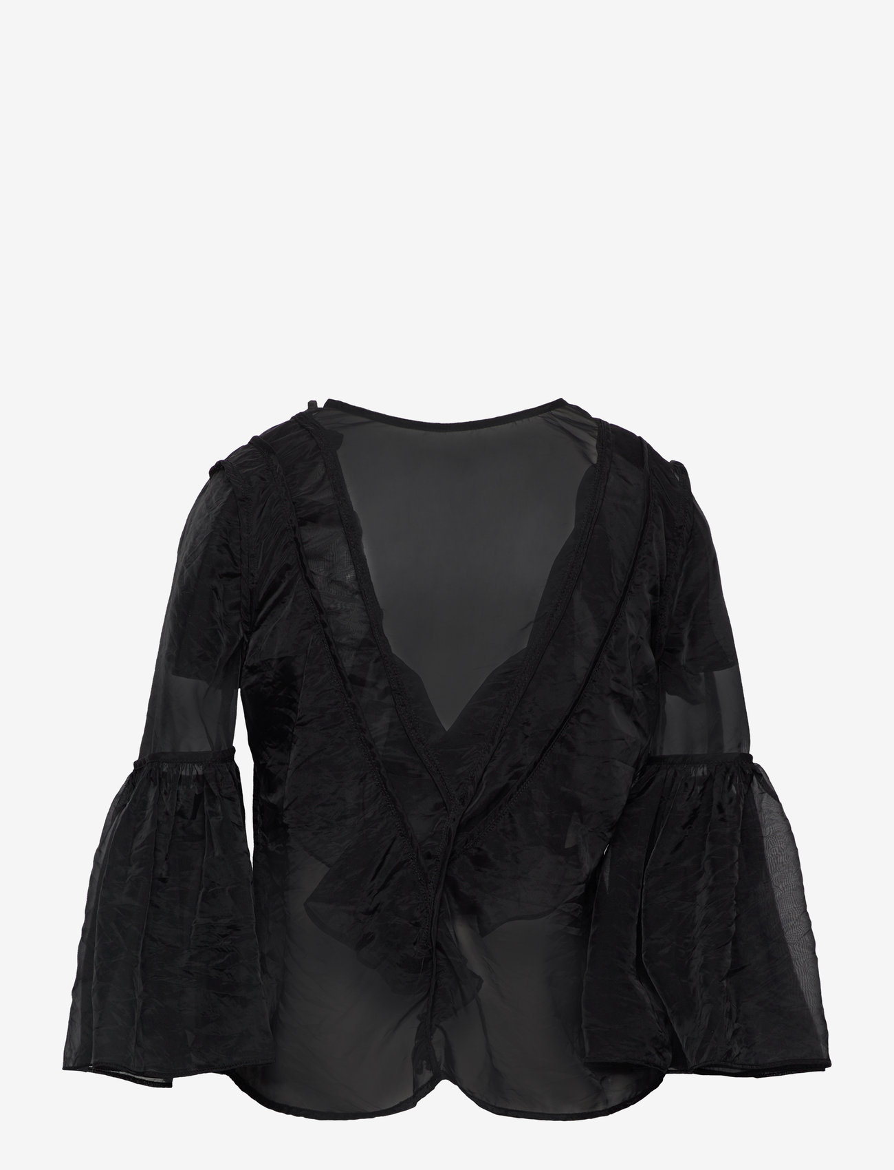 Malina - Alexia Organza frill blouse - kortärmade blusar - black - 3