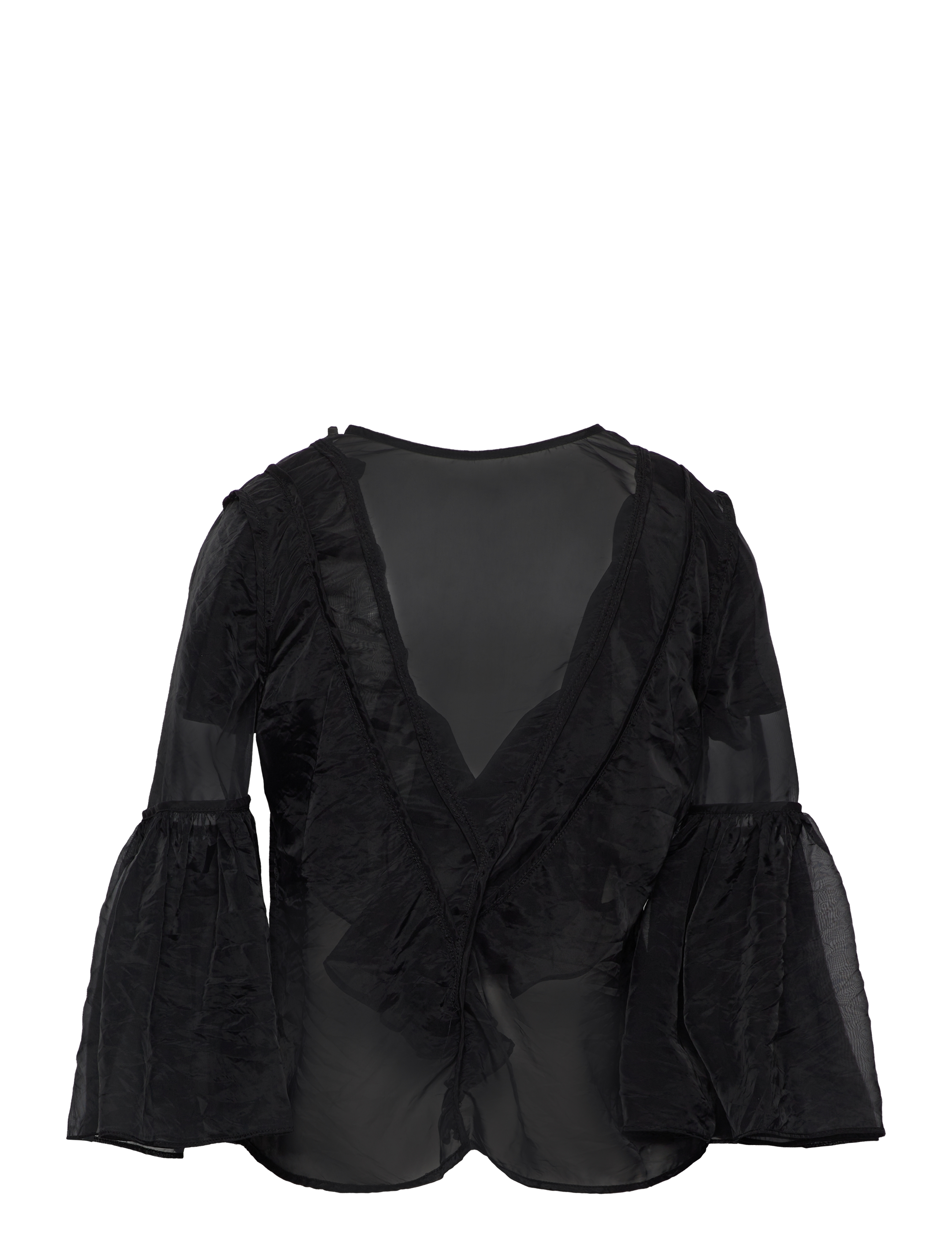 Malina - Alexia Organza frill blouse - kortærmede bluser - black - 3
