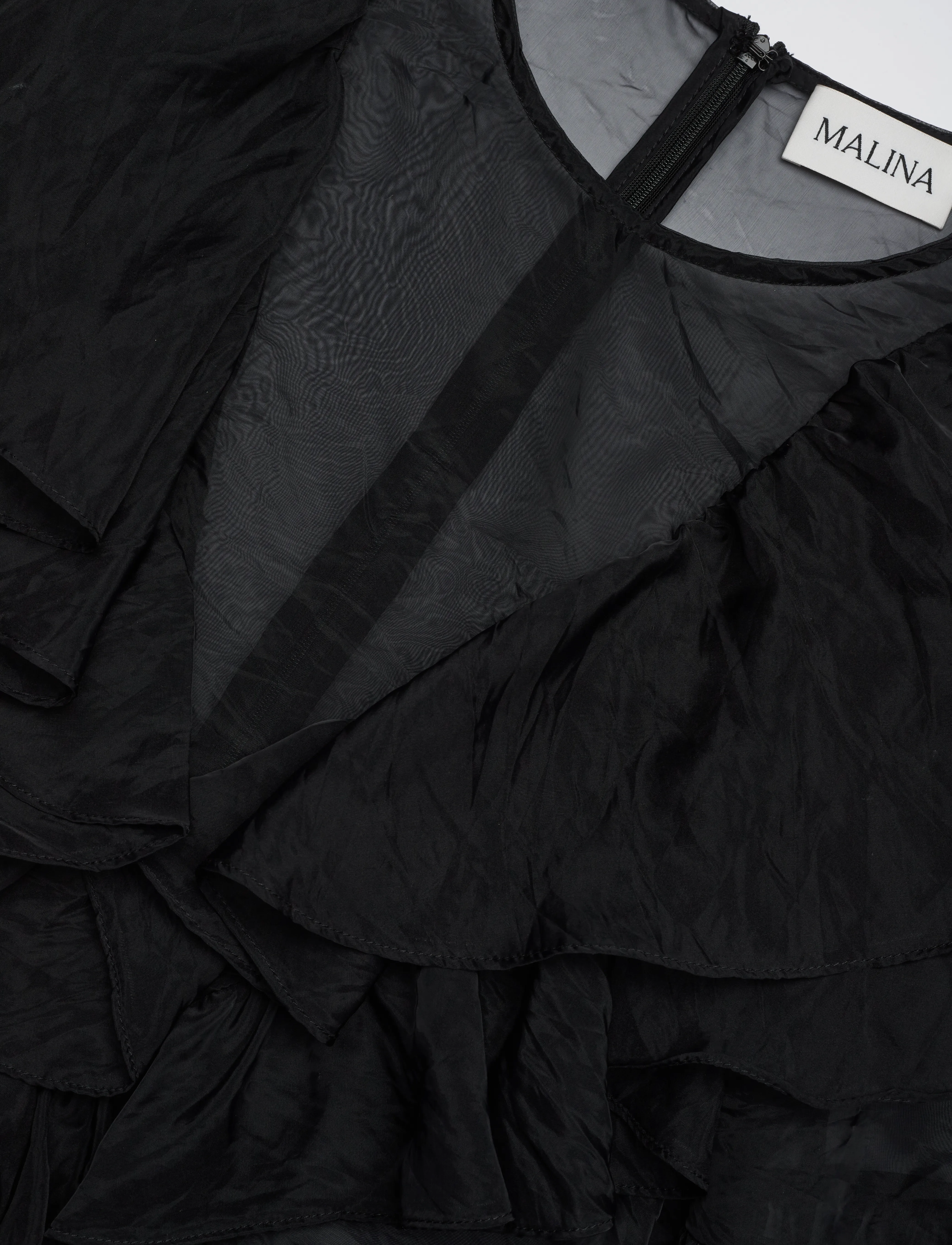 Malina - Alexia Organza frill blouse - kortærmede bluser - black - 4