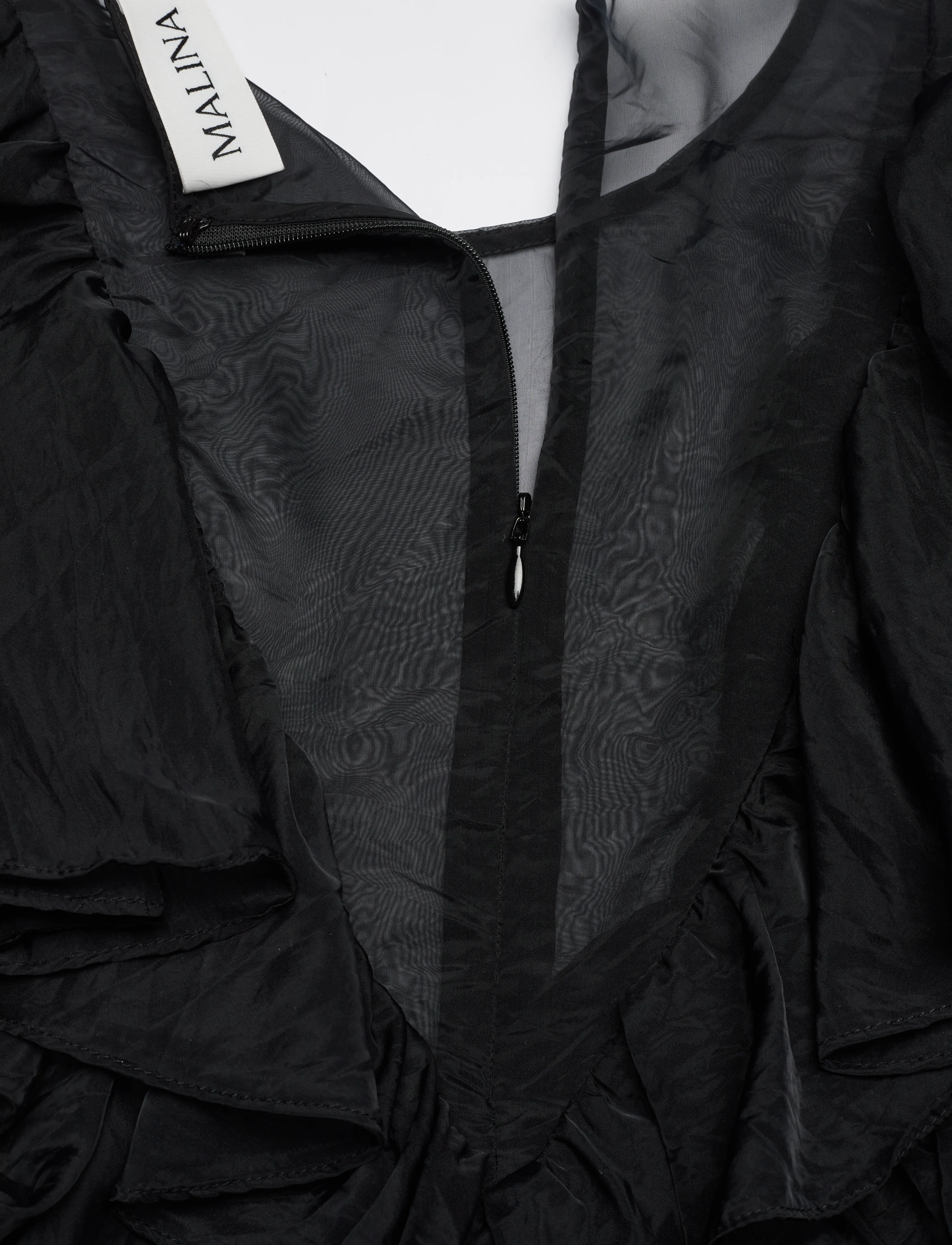 Malina - Alexia Organza frill blouse - kortærmede bluser - black - 5