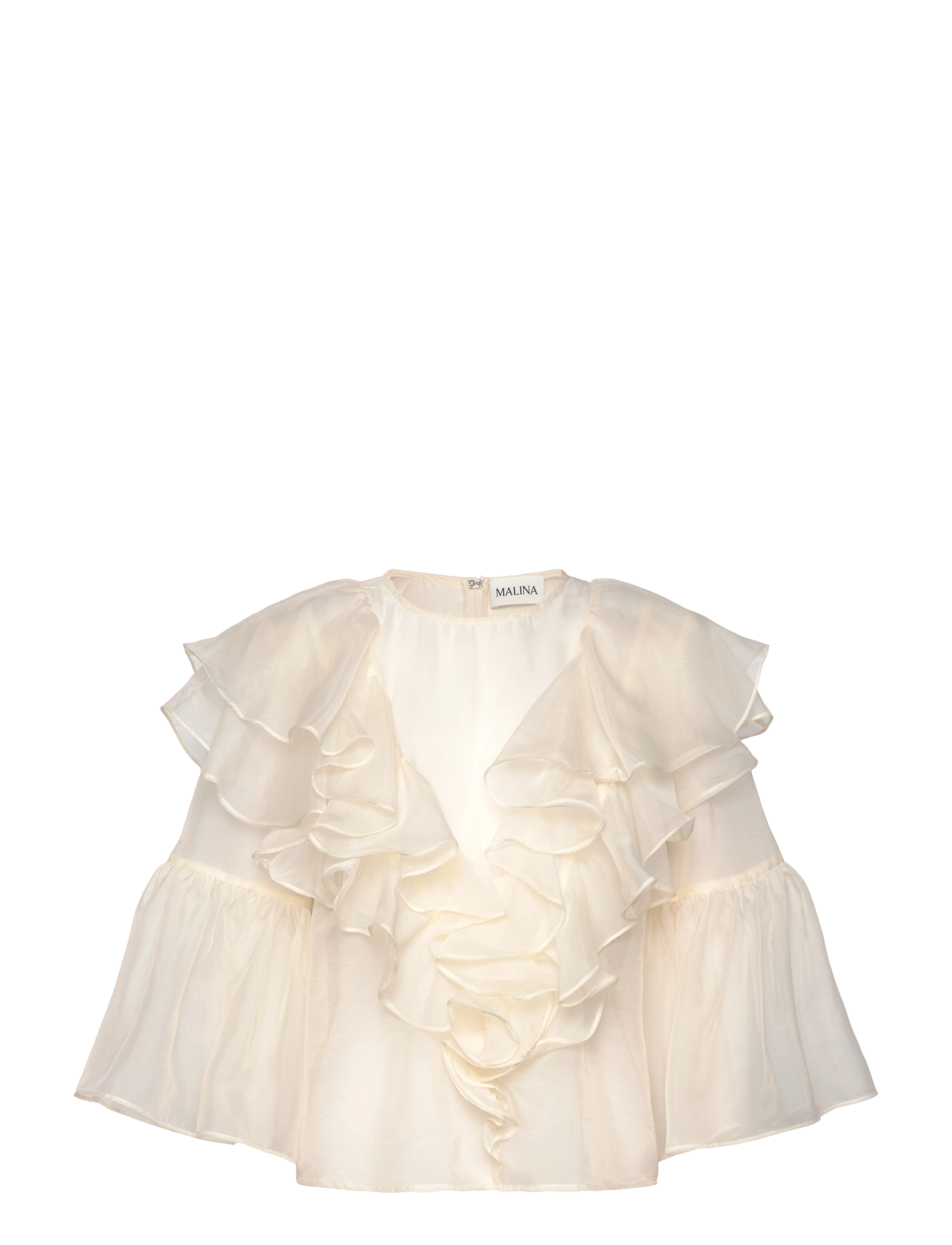 MALINA Alexia Organza Frill Bluse Cream - L - Damen