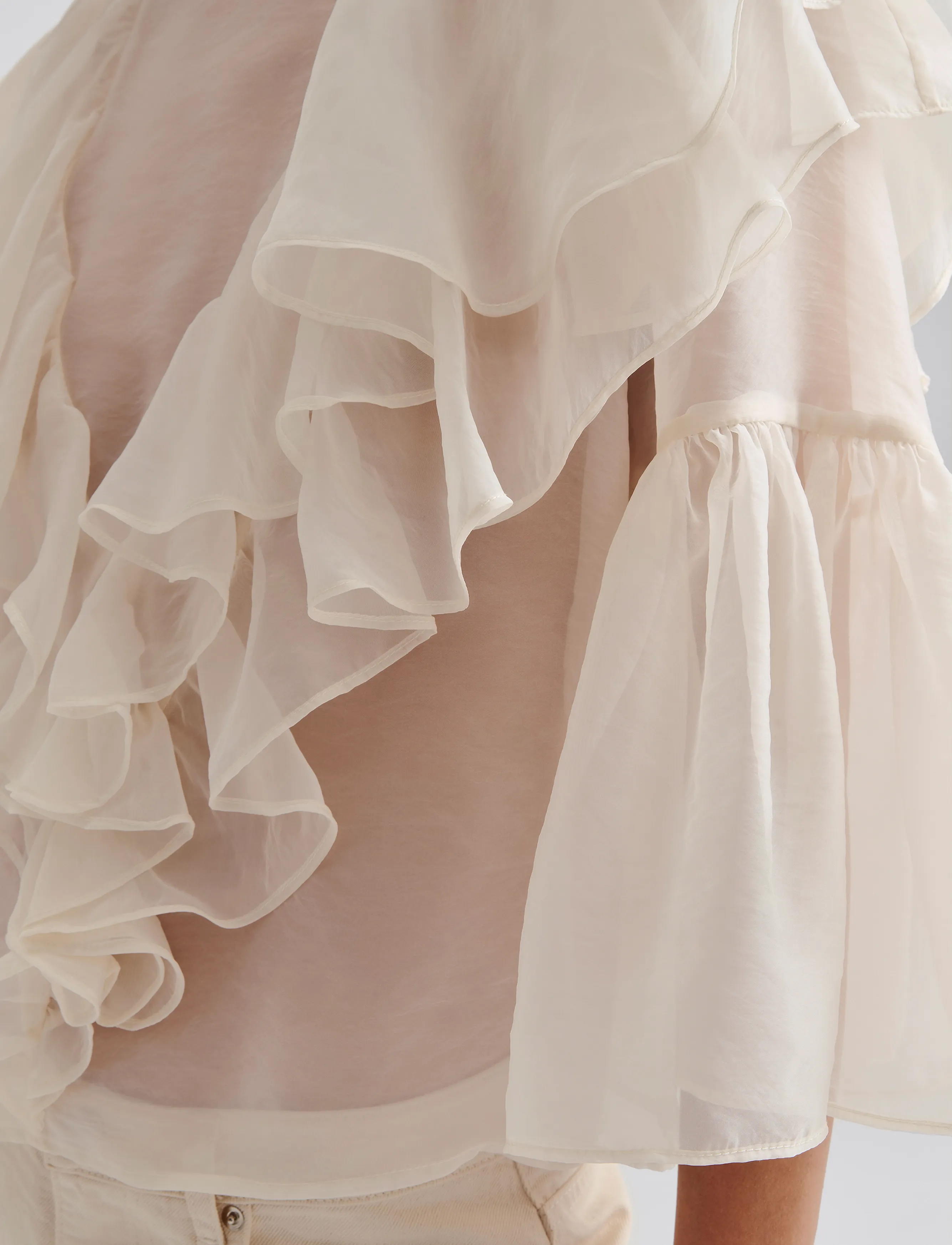 Malina - Alexia Organza frill blouse - kortärmade blusar - vanilla - 5