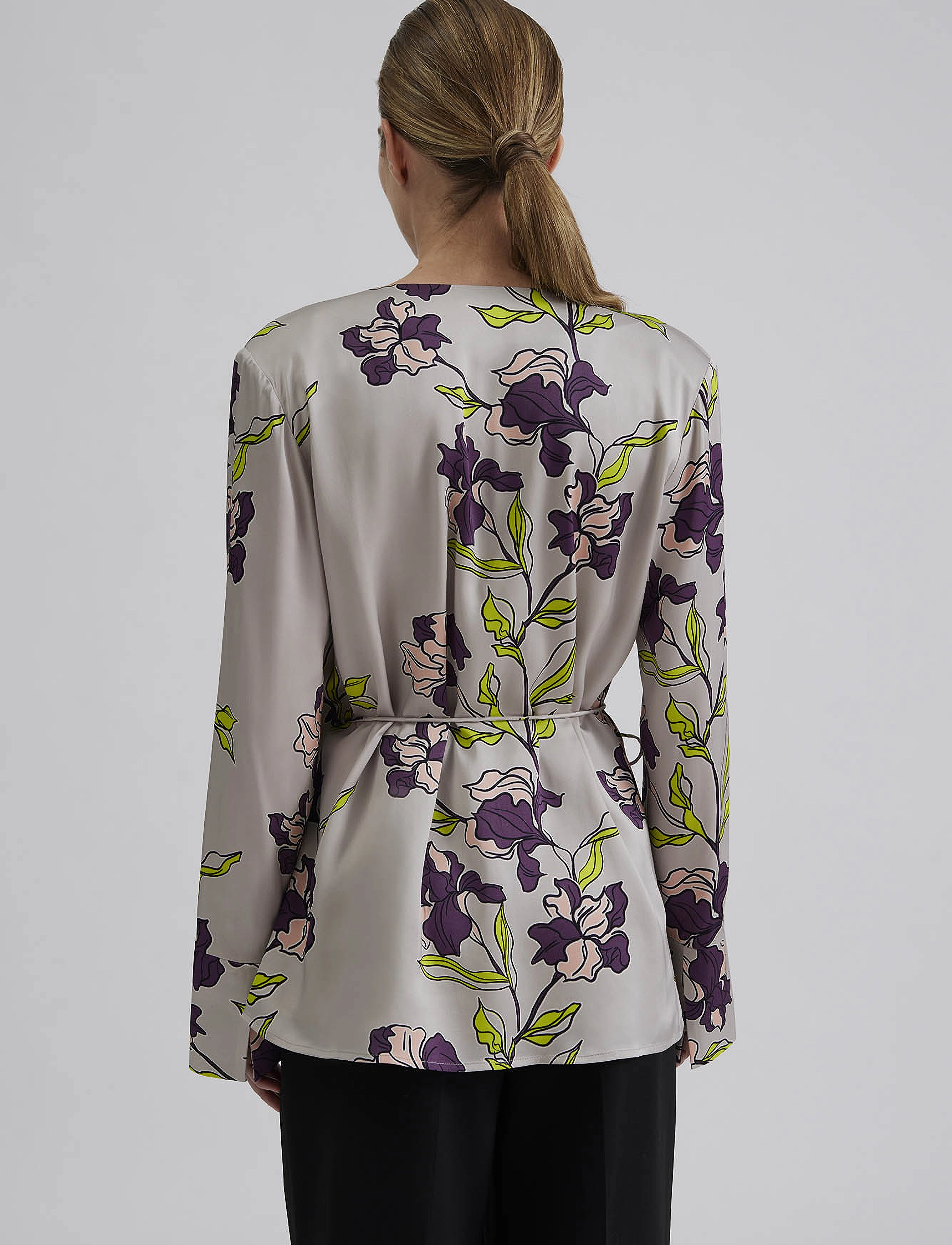 Malina - Adina satin wrap blouse - multi coloured - 4