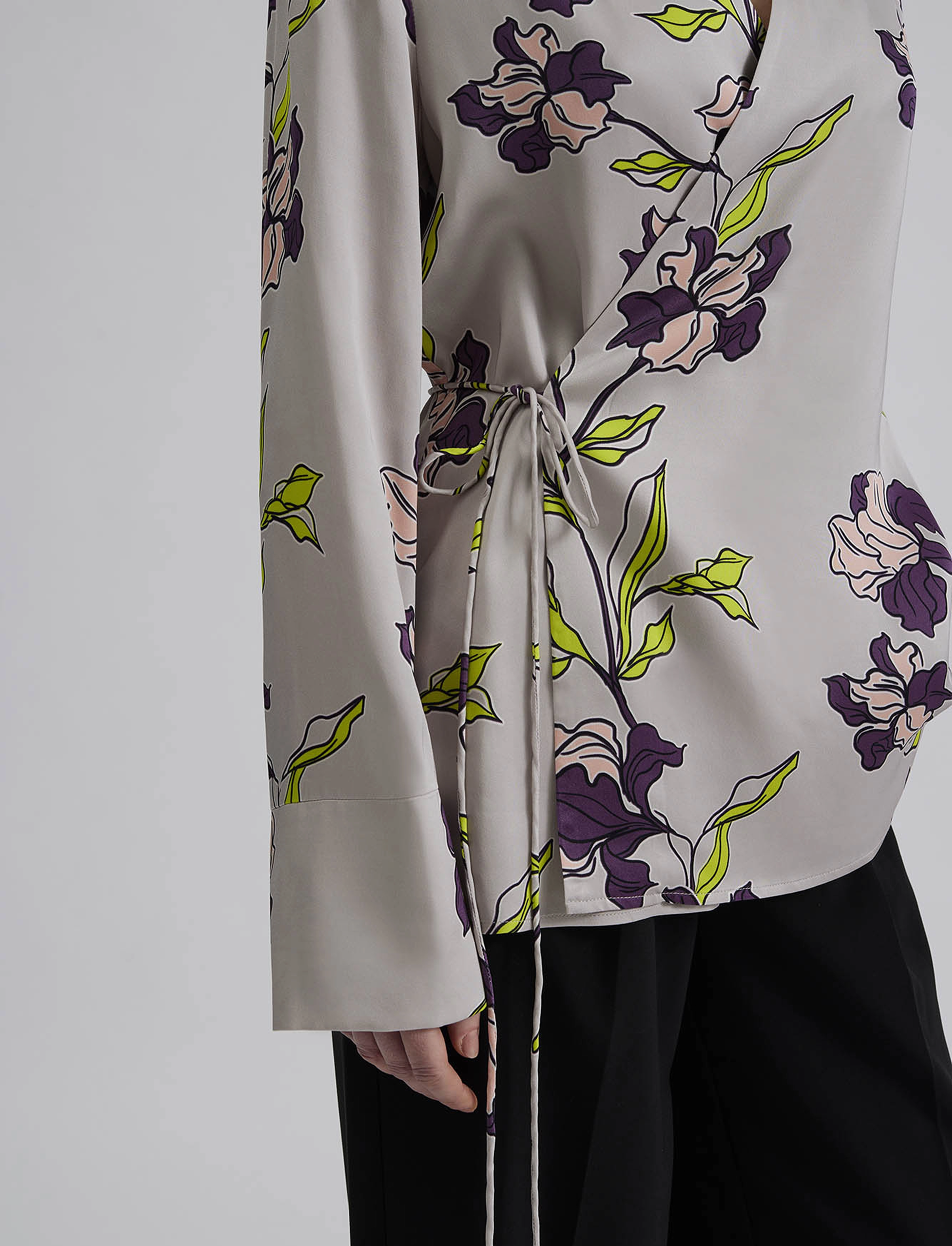 Malina - Adina satin wrap blouse - multi coloured - 5