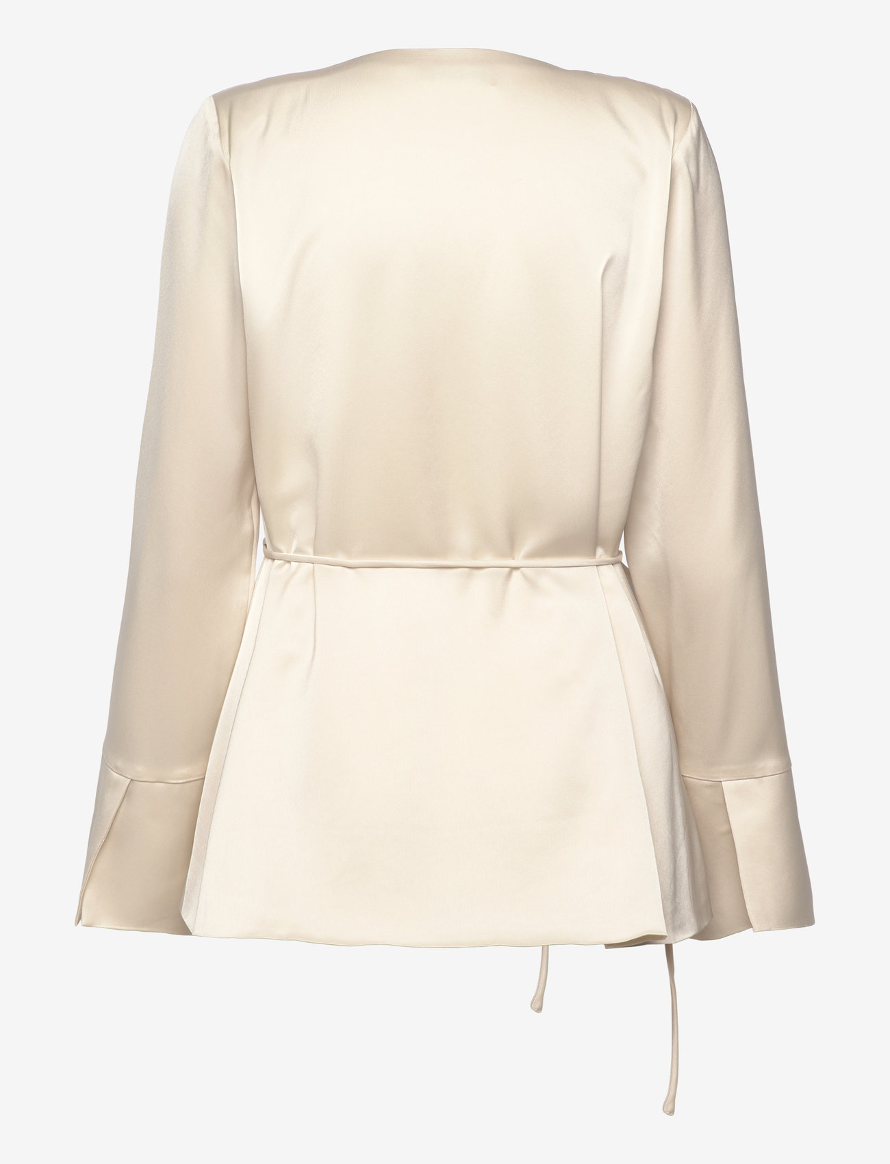 Malina - Adina satin wrap blouse - långärmade blusar - white - 2