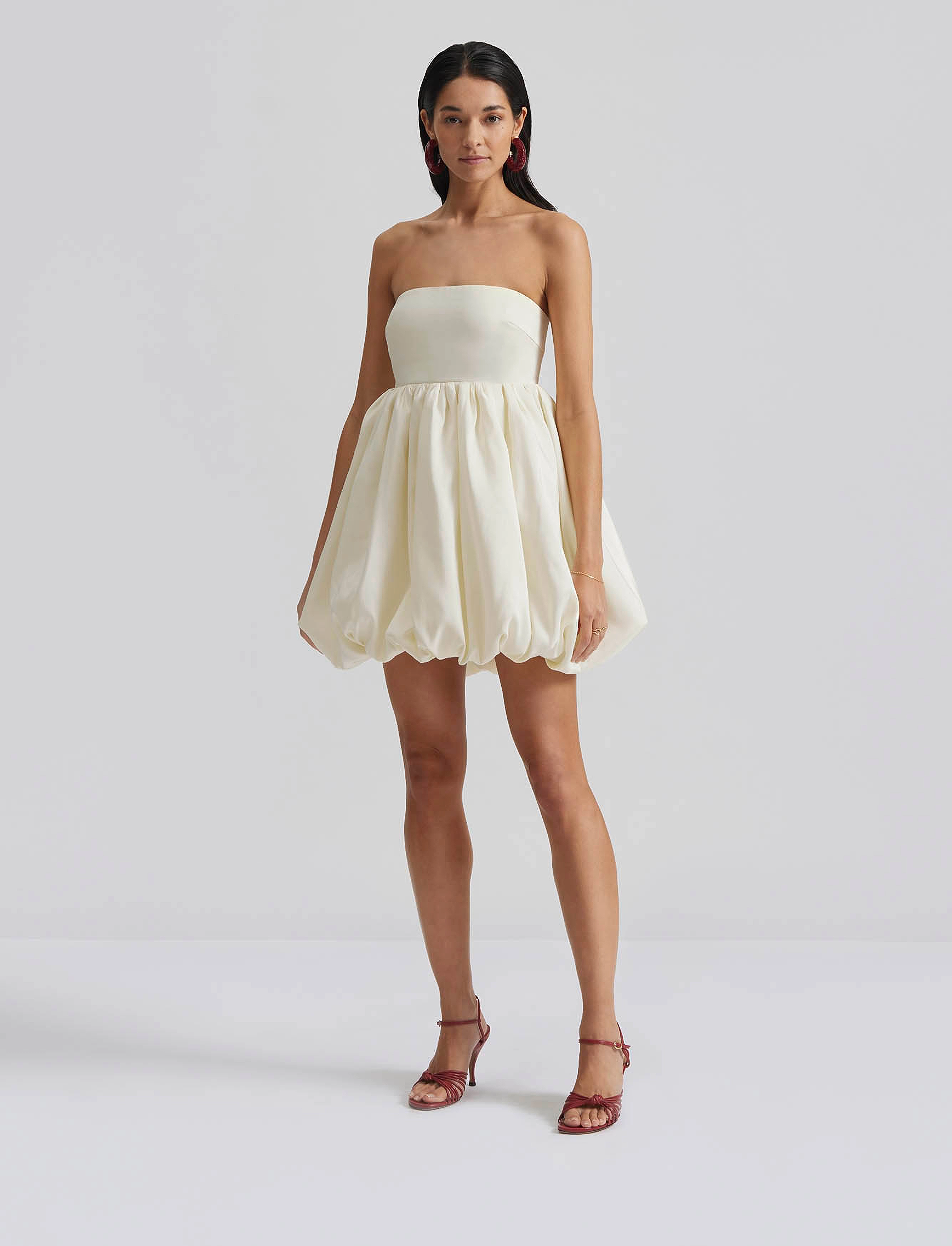 Malina Isolde Strapless Bubble Mini Dress, L, Dresses, Weiß - Short Frauen