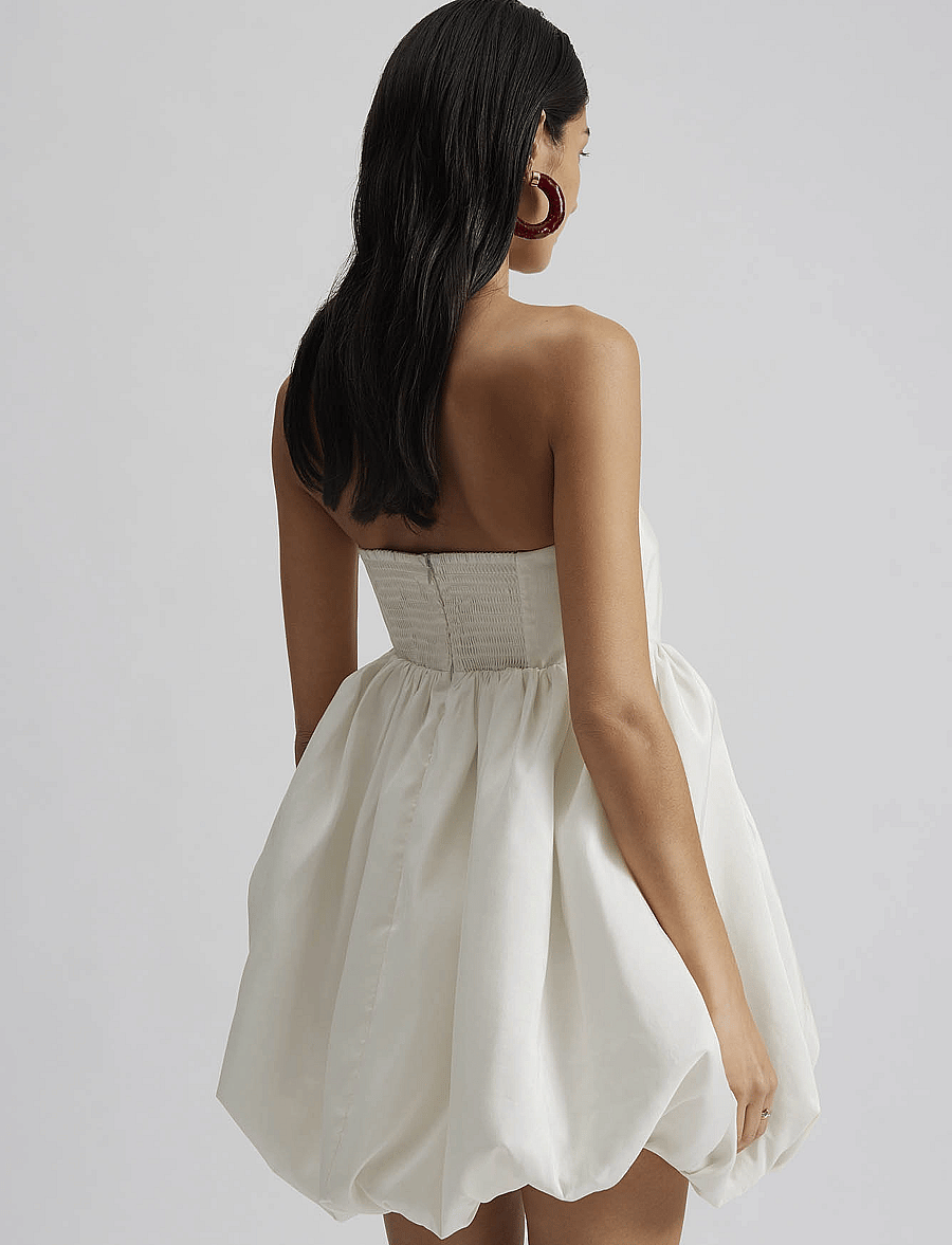 Malina - Isolde strapless bubble mini dress - konfirmation - white - 3