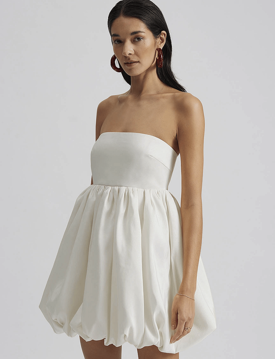 Malina - Isolde strapless bubble mini dress - konfirmation - white - 4