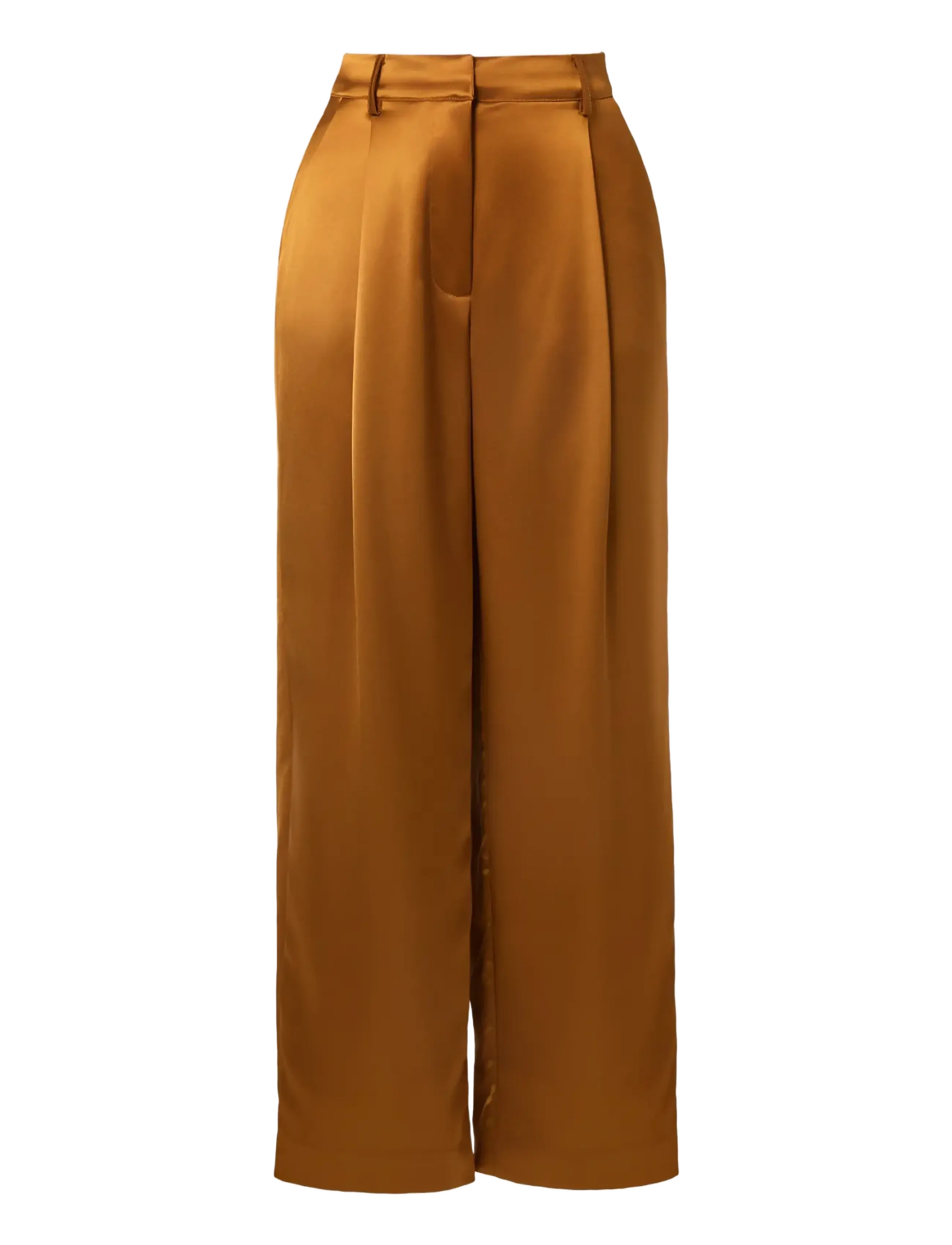 Malina - Sarah Elastic Waist Satin Pants - bukser med brede ben - amber - 1