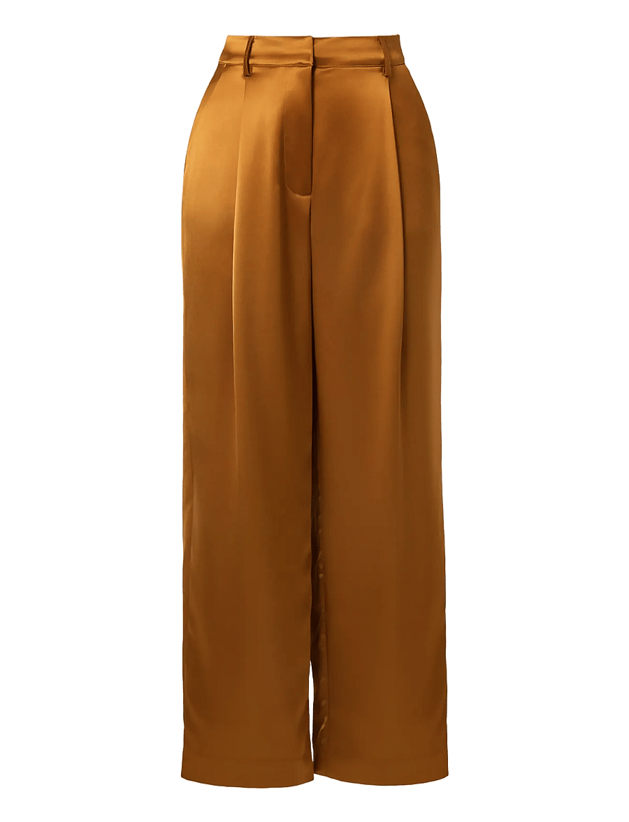 Malina - Sarah Elastic Waist Satin Pants - bukser med brede ben - amber - 1