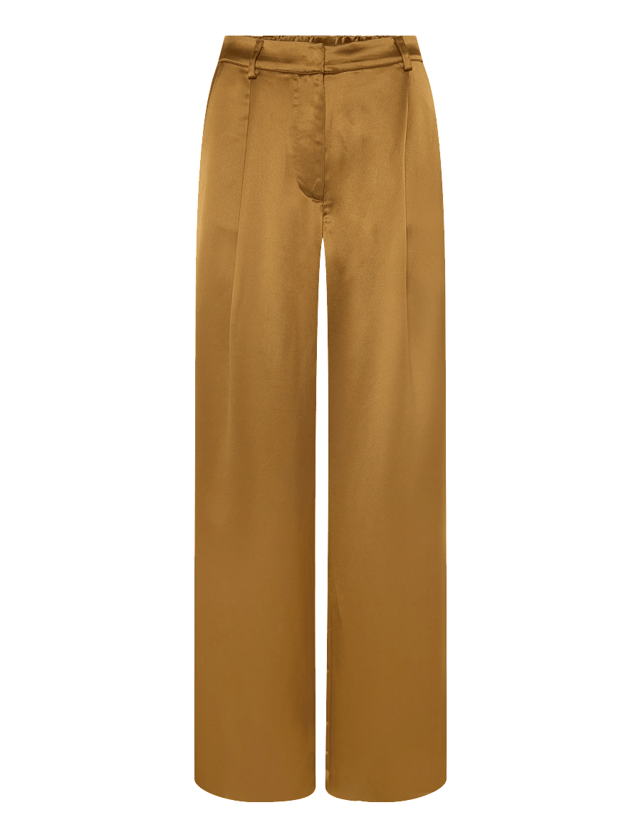 Malina - Sarah Elastic Waist Satin Pants - laia säärega püksid - amber - 1
