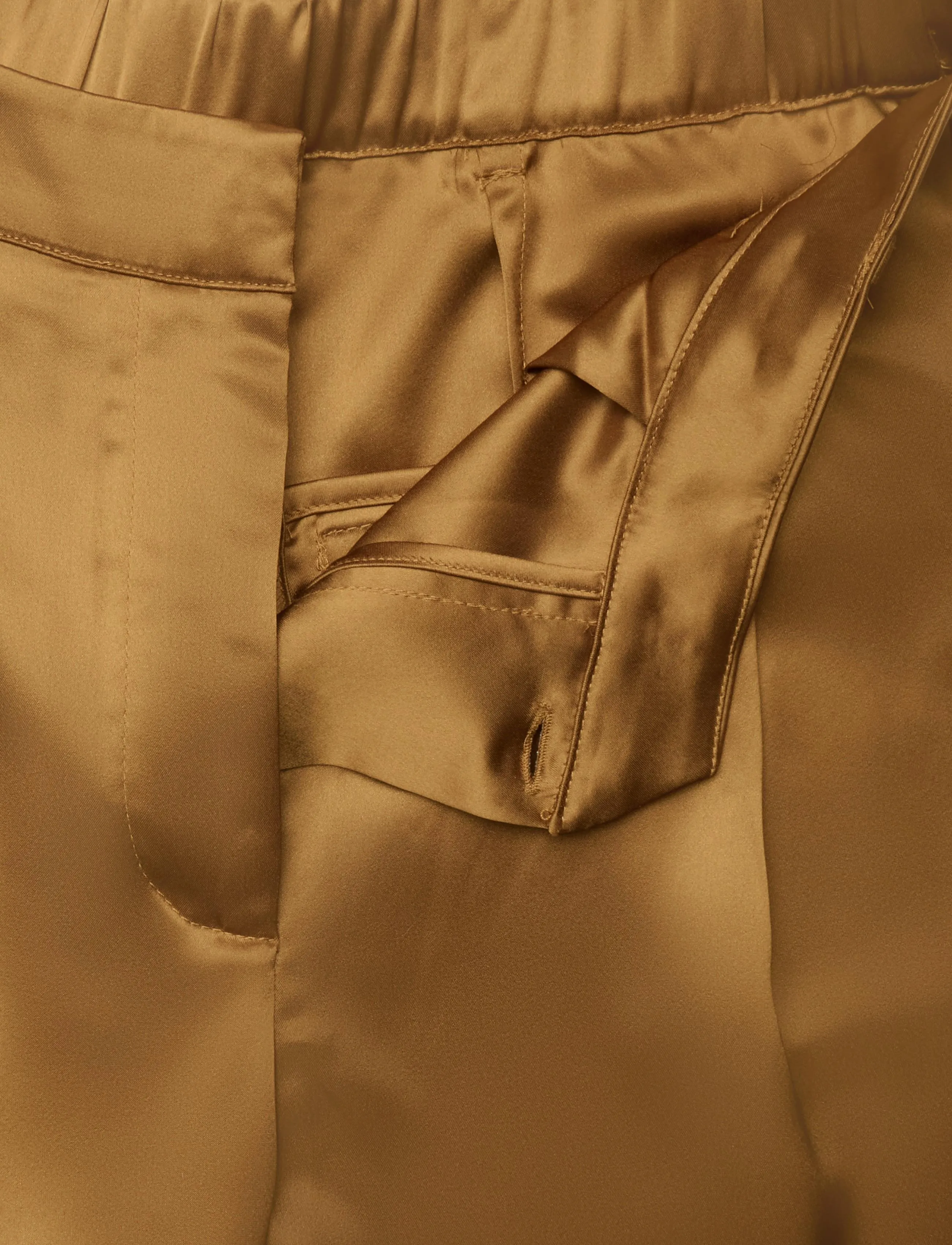 Malina - Sarah Elastic Waist Satin Pants - laia säärega püksid - amber - 5
