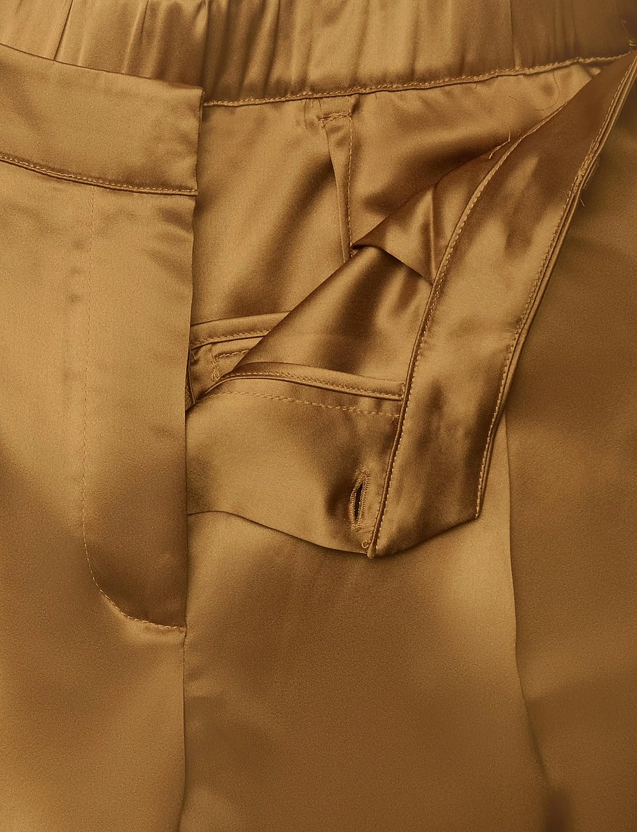 Malina - Sarah Elastic Waist Satin Pants - laia säärega püksid - amber - 5