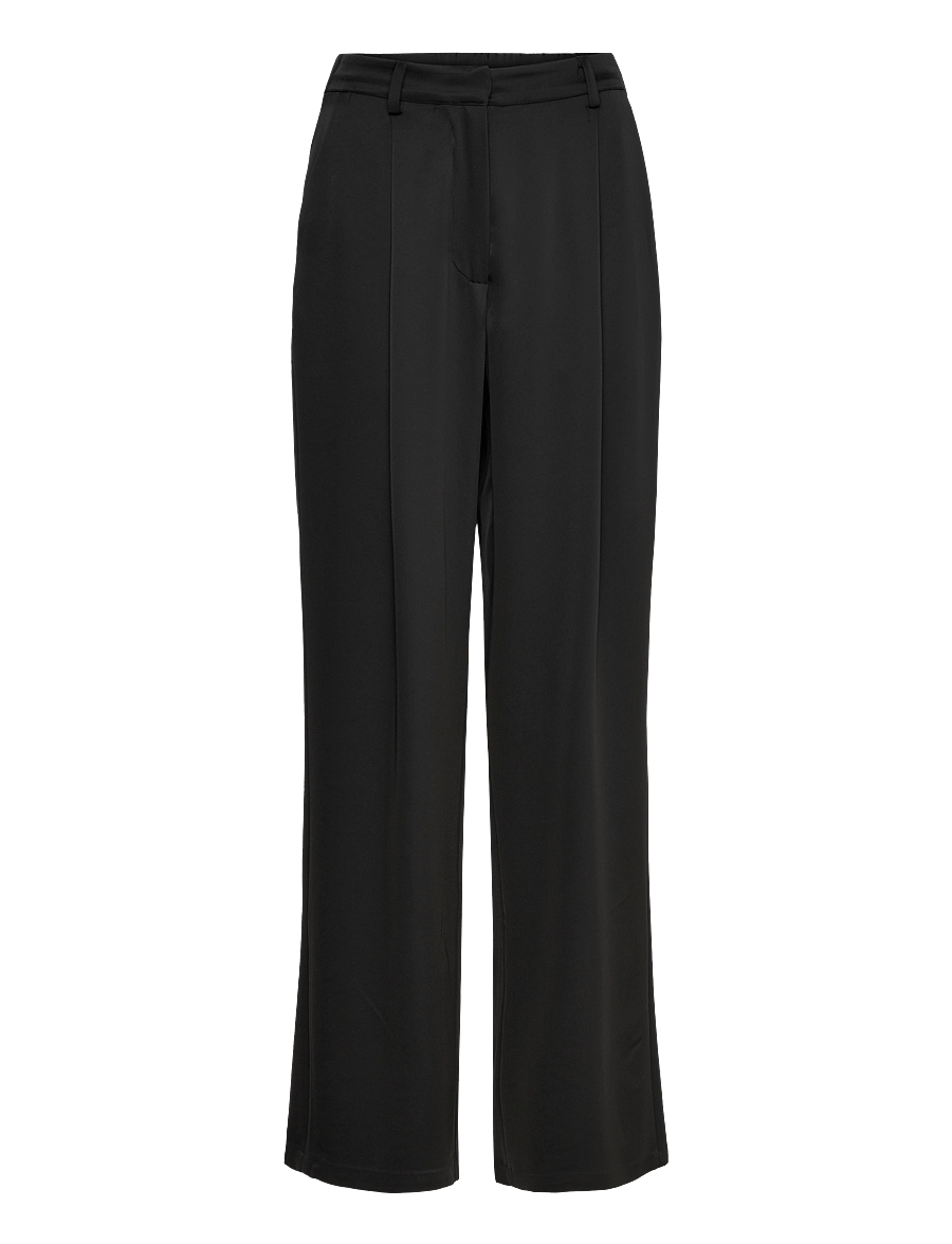 Malina - Sarah Elastic Waist Satin Pants - hosen mit weitem bein - black - 1