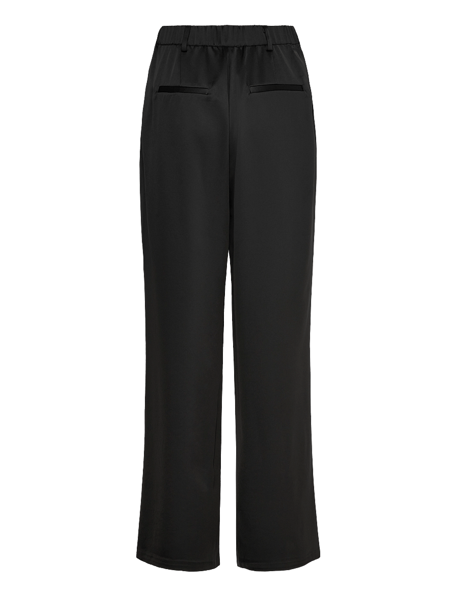 Malina - Sarah Elastic Waist Satin Pants - hosen mit weitem bein - black - 2