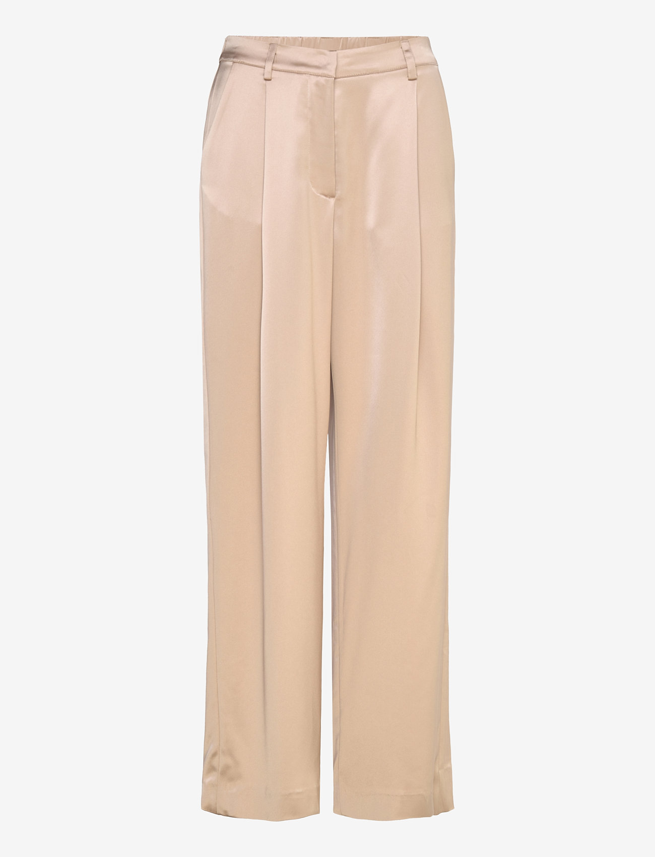 Malina - Sarah Elastic Waist Satin Pants - wide leg trousers - champagne - 1