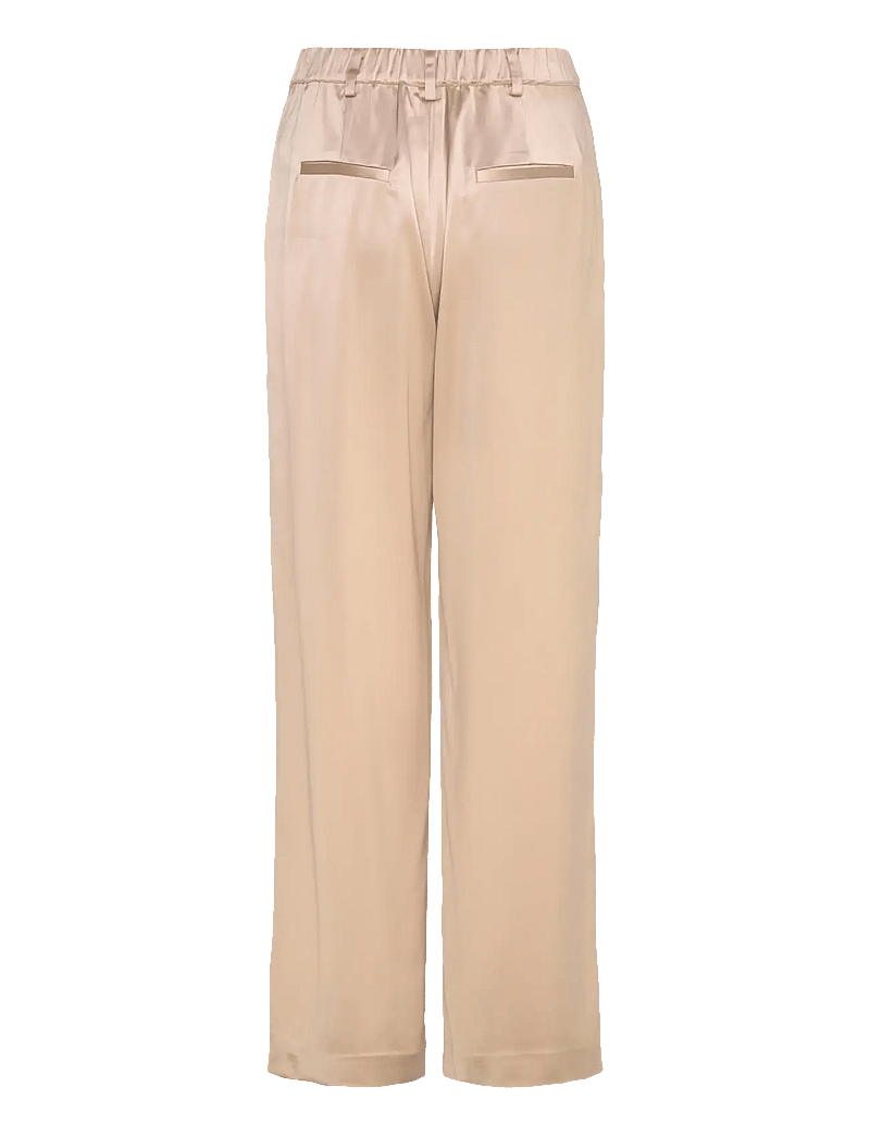 Malina - Sarah Elastic Waist Satin Pants - hosen mit weitem bein - champagne - 2