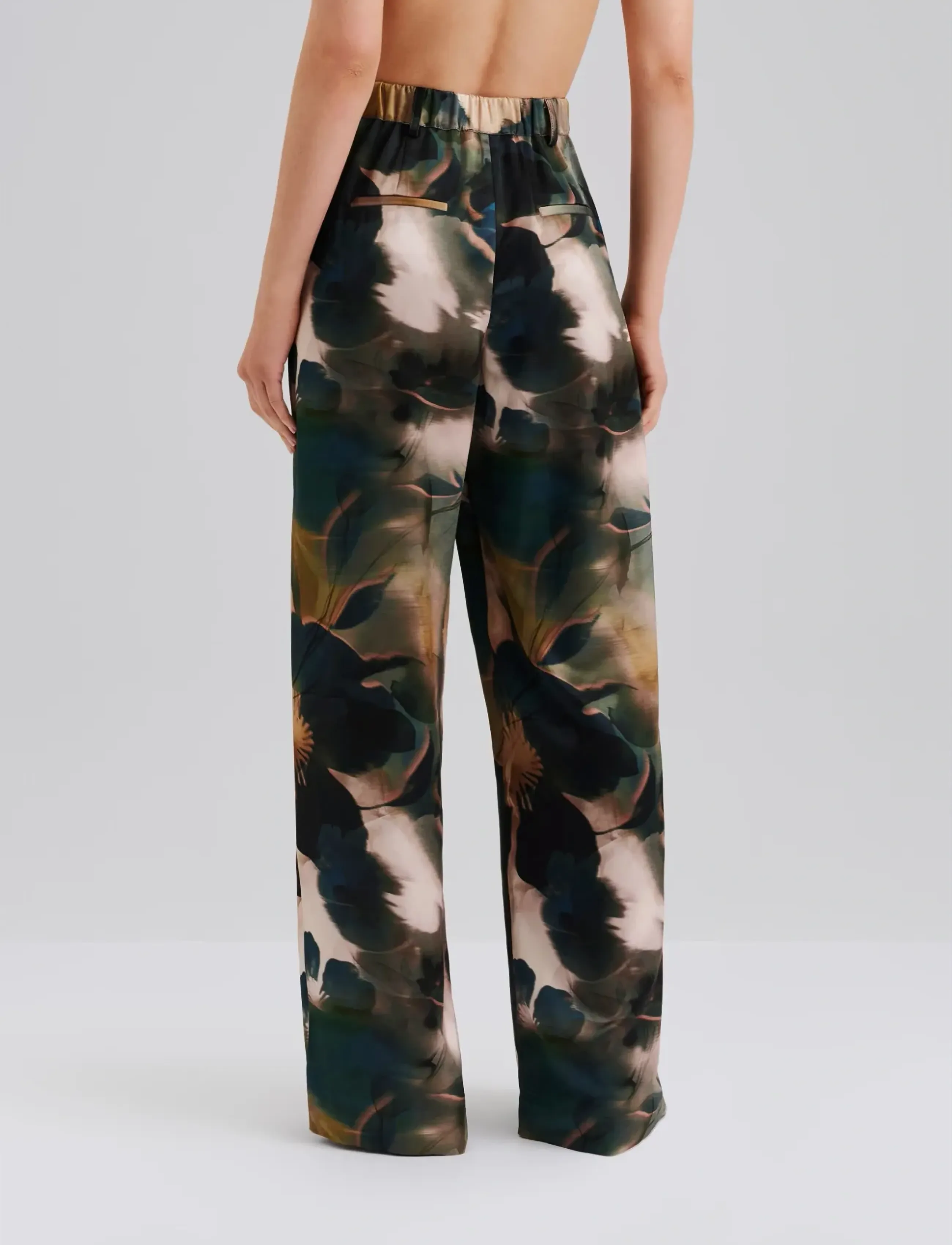 Malina - Sarah Elastic Waist Satin Pants - bukser med brede ben - dusty poppy - 3