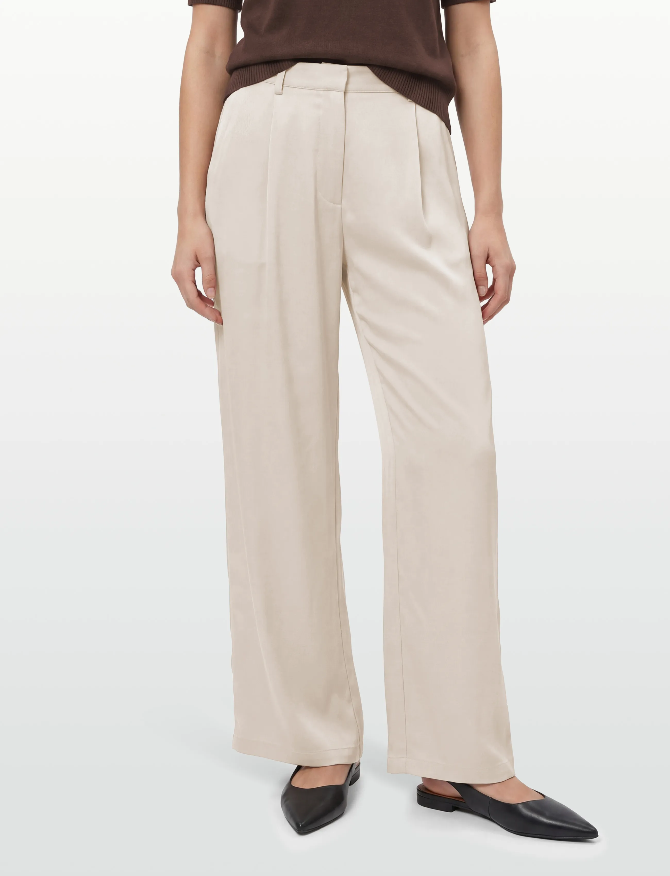 Malina - Sarah Elastic Waist Satin Pants - bukser med brede ben - steel grey - 3