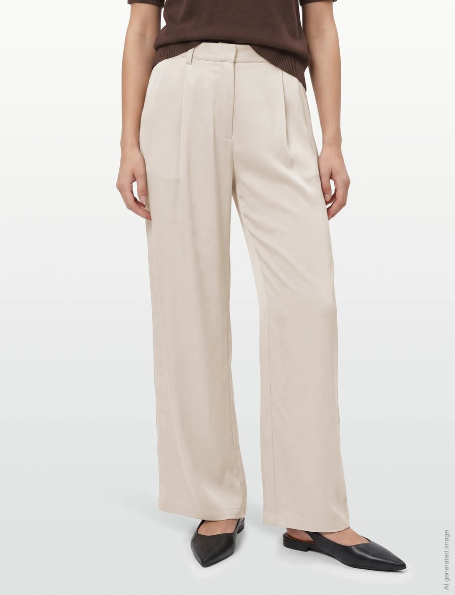 Malina - Sarah Elastic Waist Satin Pants - hosen mit weitem bein - steel grey - 3