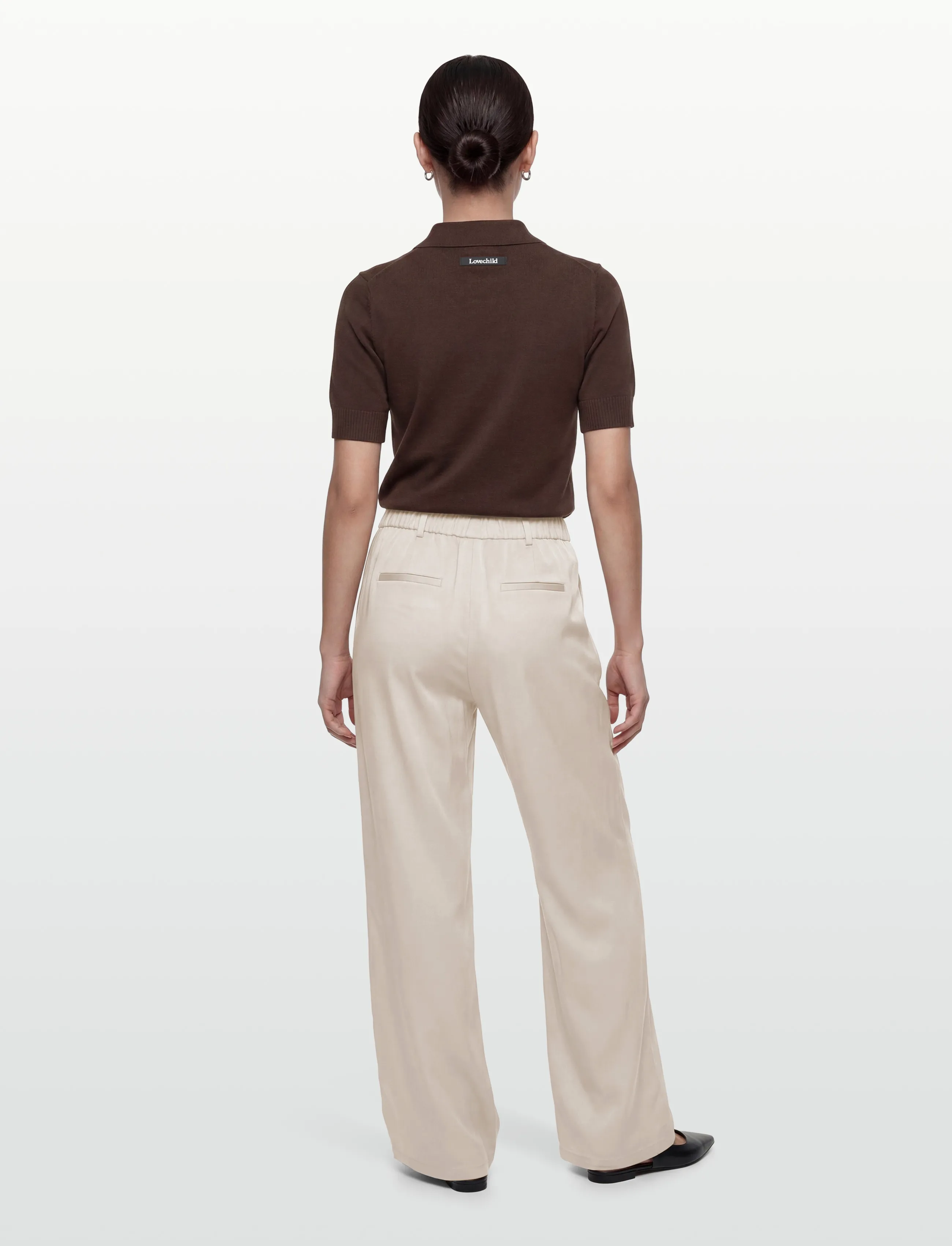 Malina - Sarah Elastic Waist Satin Pants - bukser med brede ben - steel grey - 4