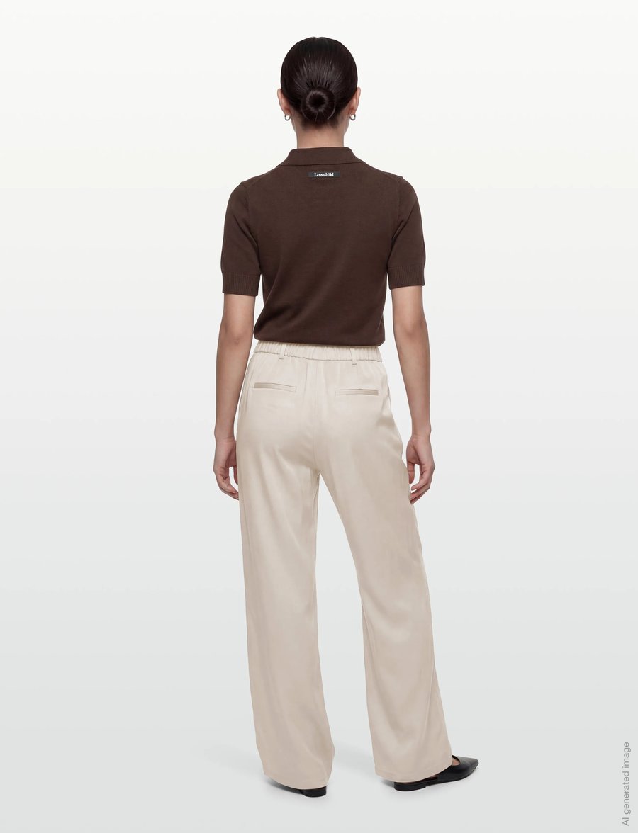Malina - Sarah Elastic Waist Satin Pants - hosen mit weitem bein - steel grey - 4
