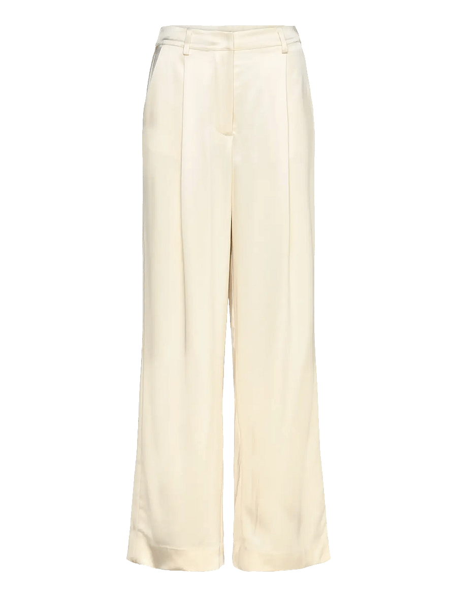 Malina - Sarah Elastic Waist Satin Pants - wijde broeken - vanilla - 0