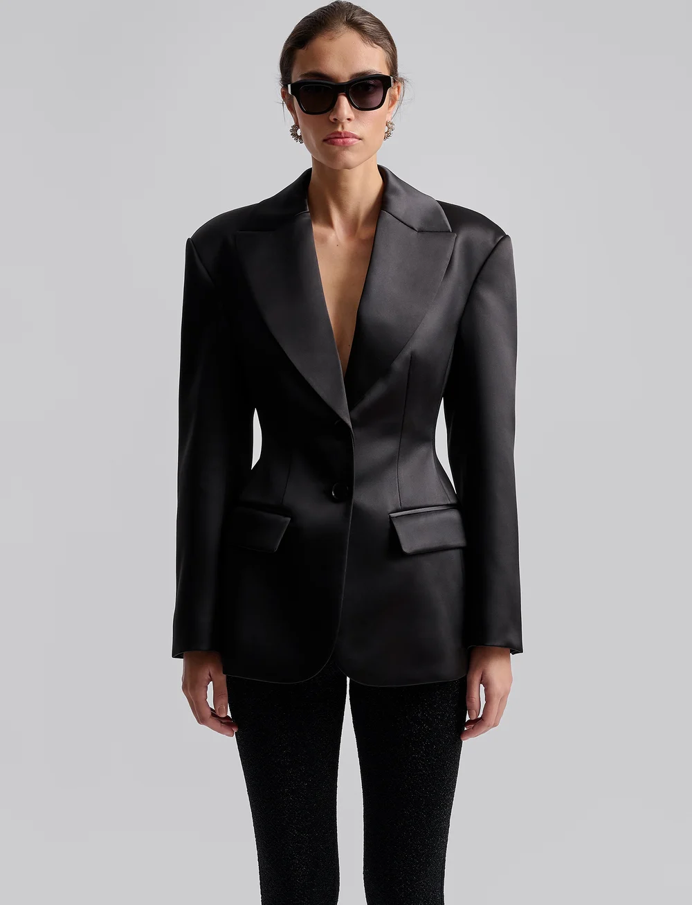 Malina - Ella tailored peplum blazer - enkelknäppta kavajer - black - 4