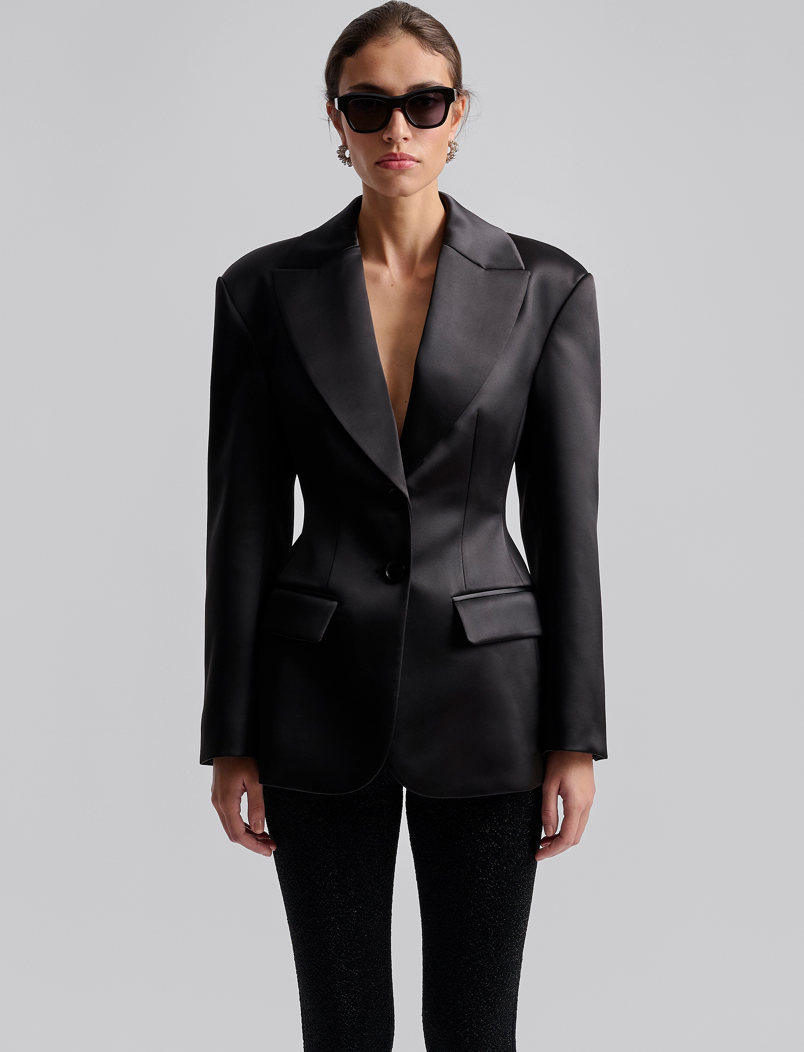 Malina - Ella Tailored Peplum blazer - enkelknäppta kavajer - black - 4