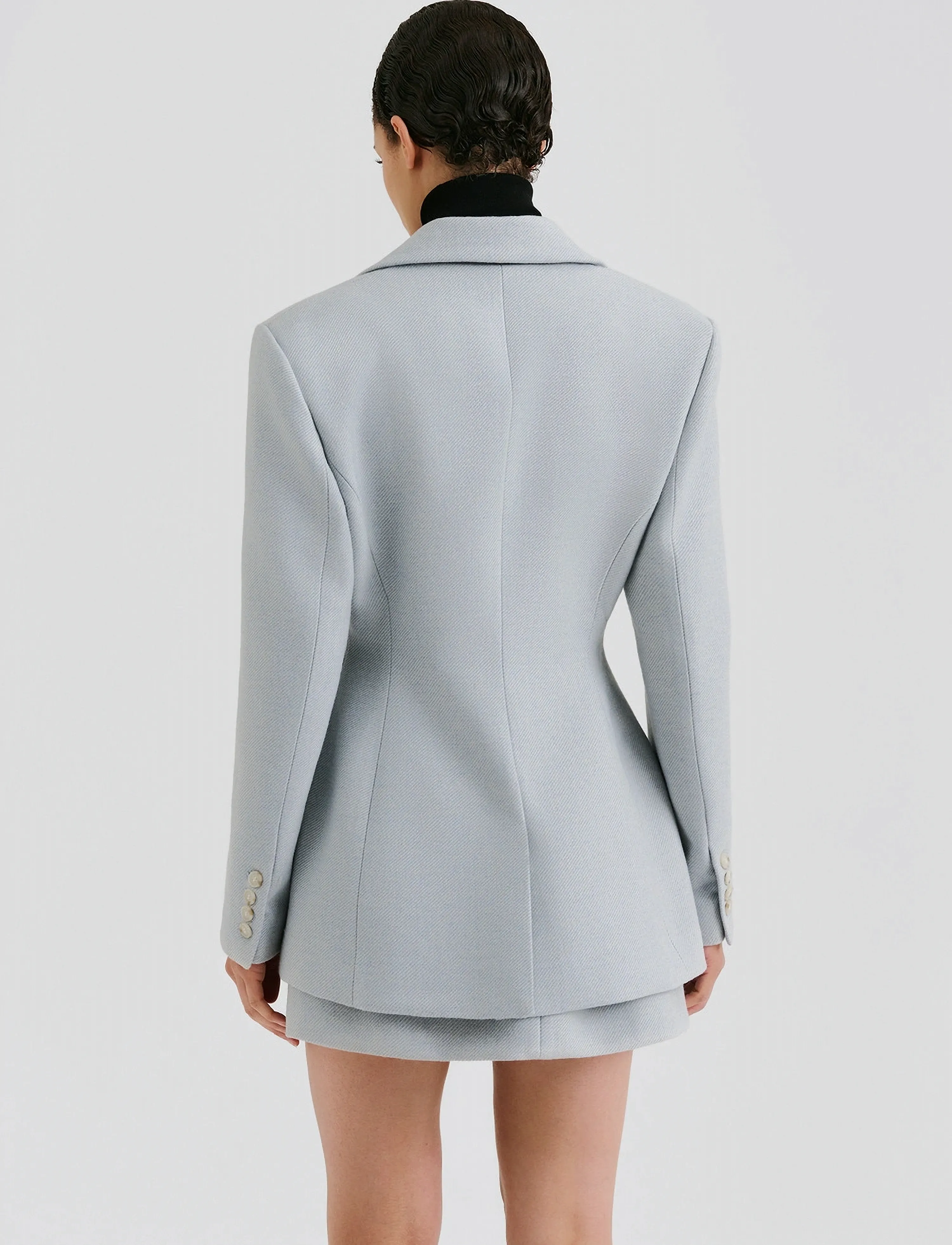 Malina - Ella Tailored Peplum blazer - blazers met één knopenrij - blue fishbone - 2