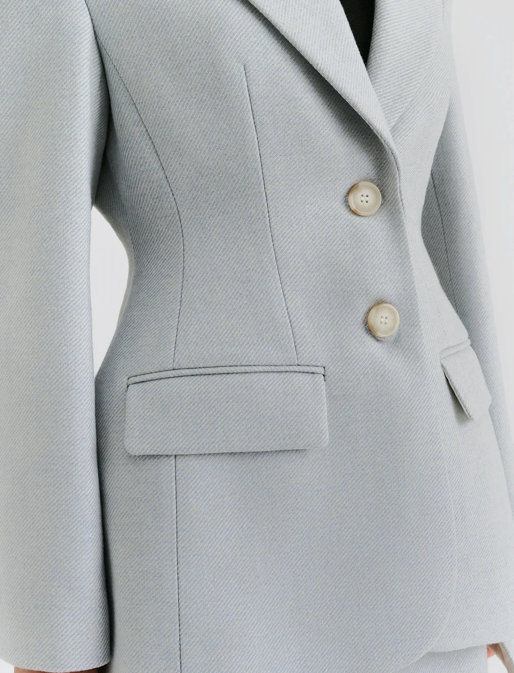 Malina - Ella tailored peplum blazer - enkelknäppta kavajer - blue fishbone - 3