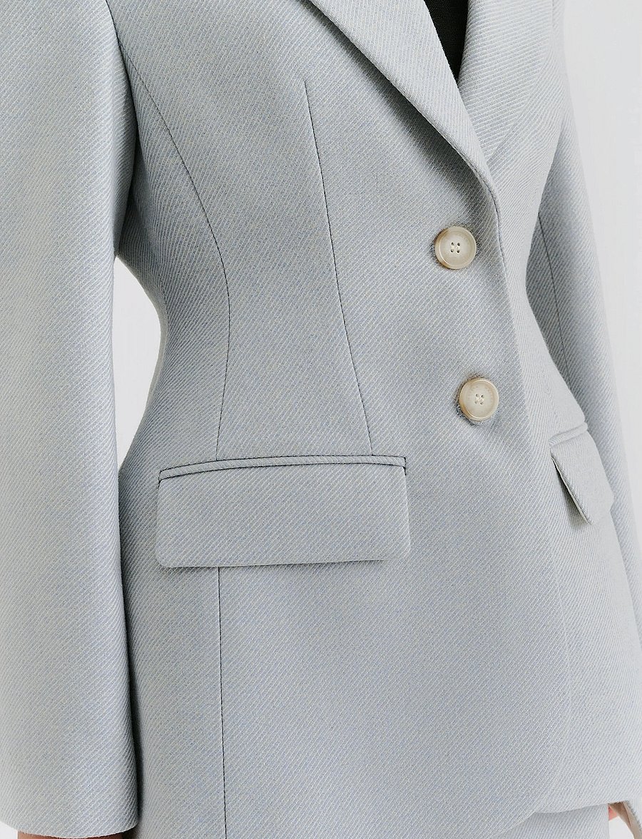 Malina - Ella Tailored Peplum blazer - blazers met één knopenrij - blue fishbone - 3