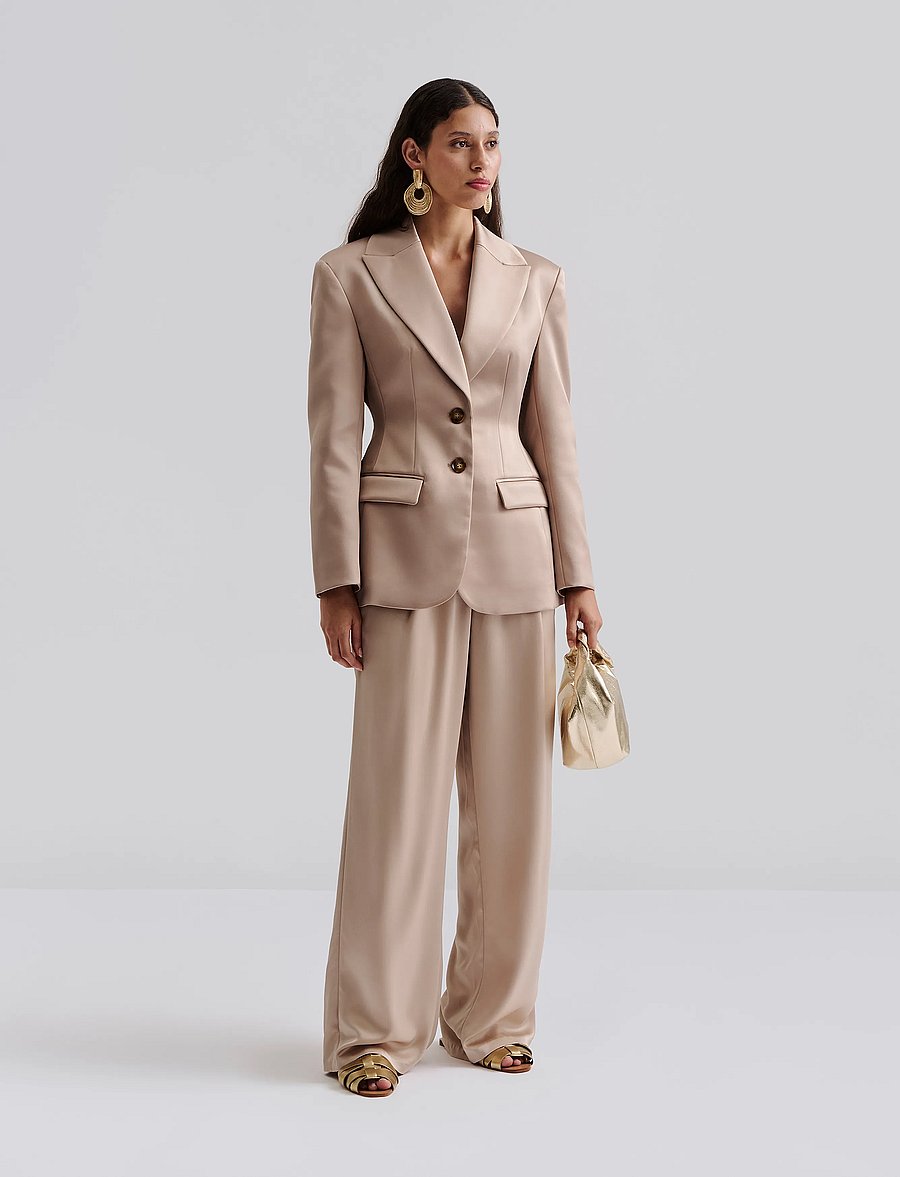 Malina - Ella Tailored Peplum blazer - einreihige blazer - champagne - 0