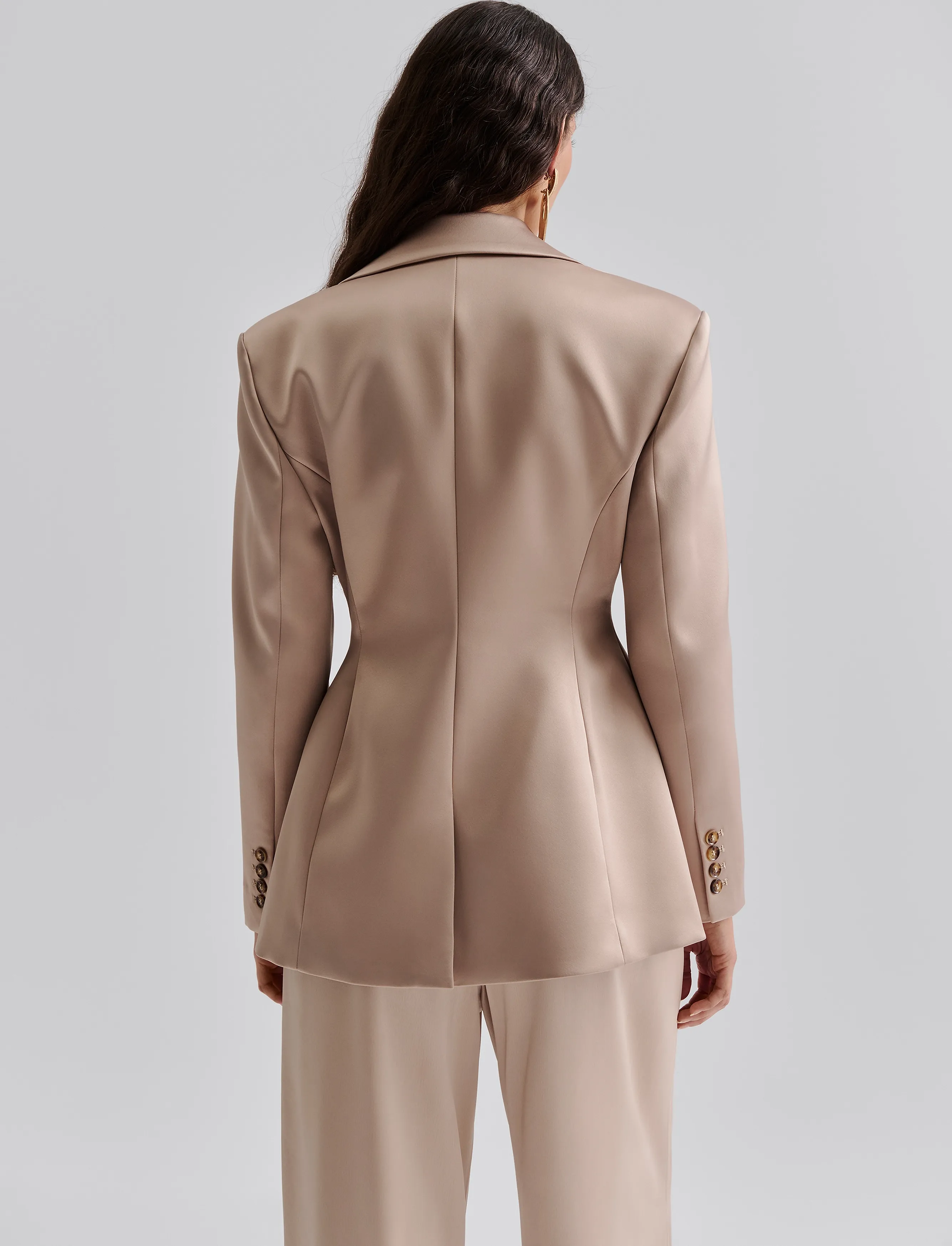 Malina - Ella Tailored Peplum blazer - einreihige blazer - champagne - 3