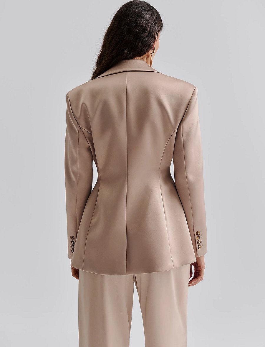 Malina - Ella Tailored Peplum blazer - einreihige blazer - champagne - 3