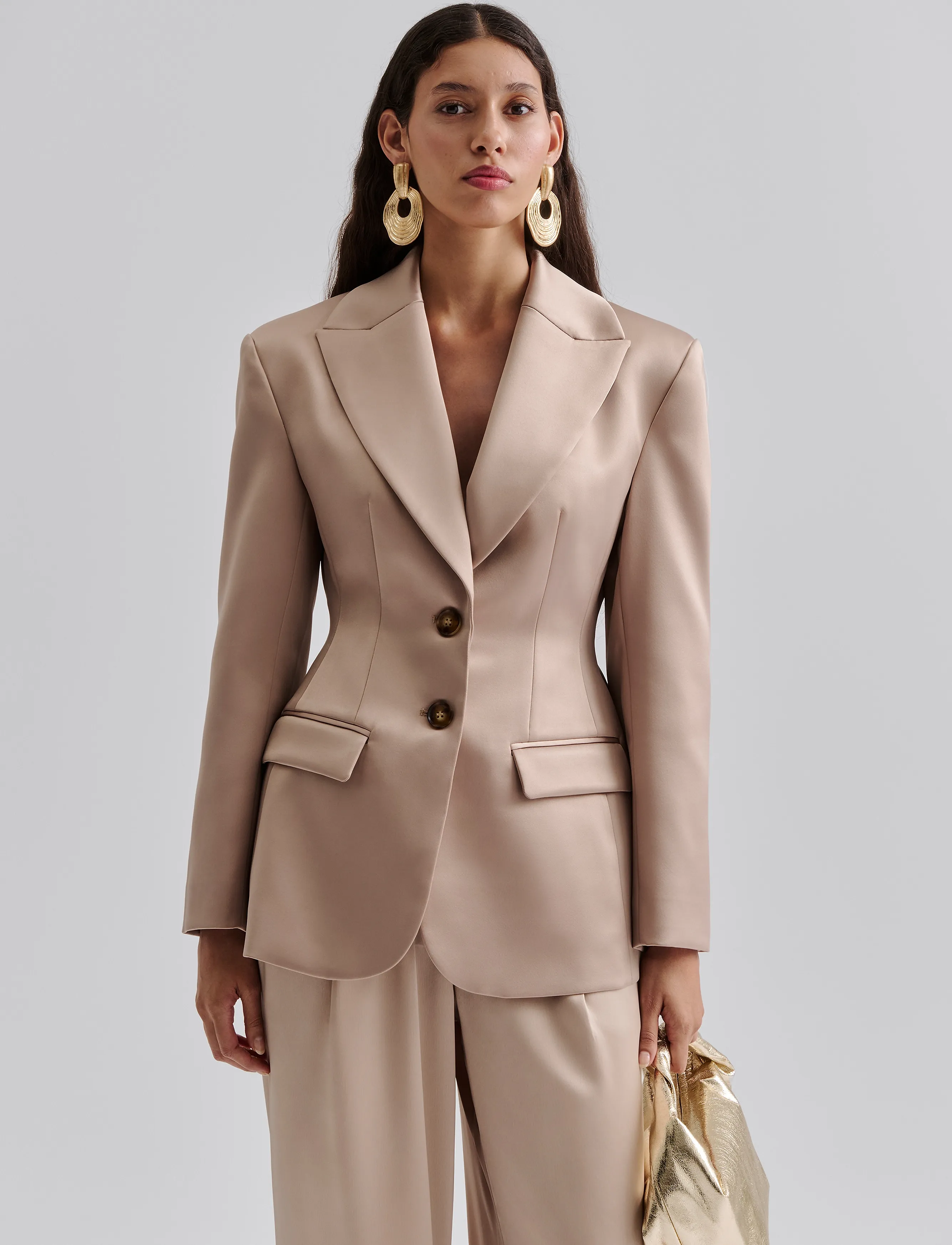 Malina - Ella Tailored Peplum blazer - einreihige blazer - champagne - 4