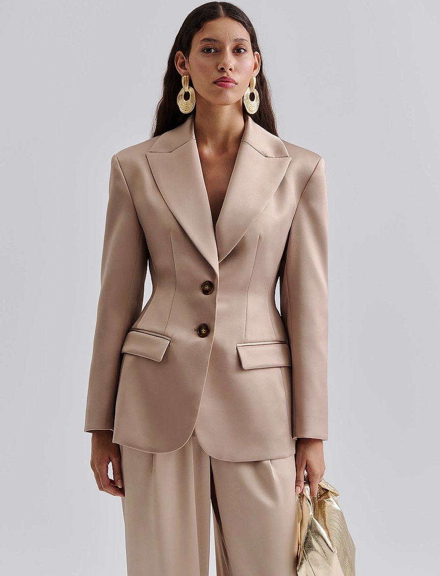 Malina - Ella Tailored Peplum blazer - einreihige blazer - champagne - 4