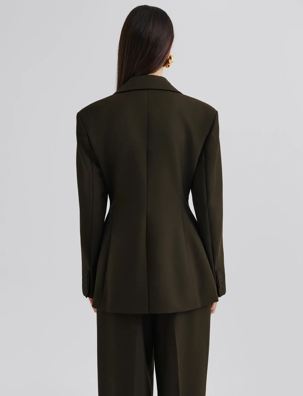 Malina - Ella tailored peplum blazer - enkelknäppta kavajer - olive - 3