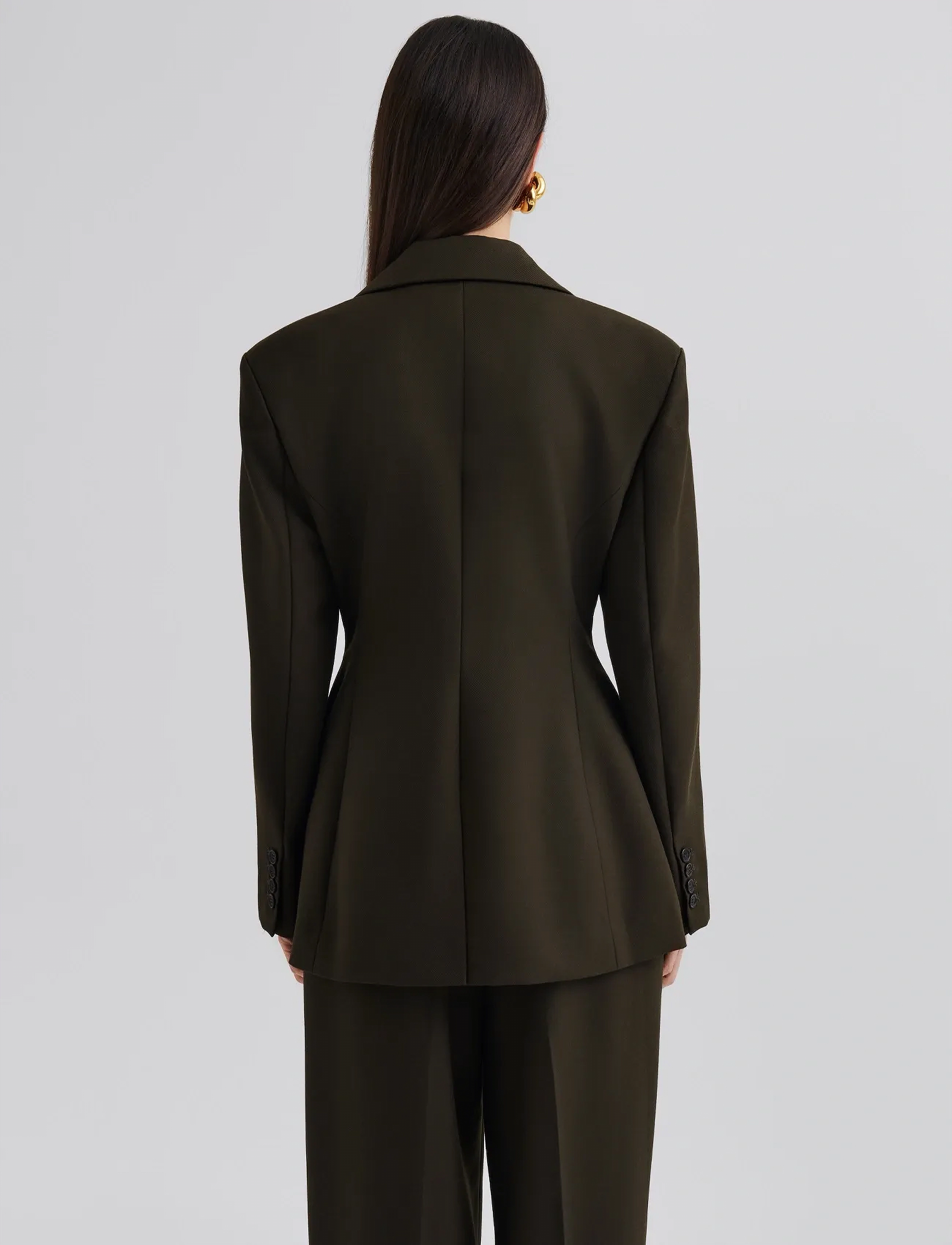Malina - Ella Tailored Peplum blazer - einreihige blazer - olive - 3