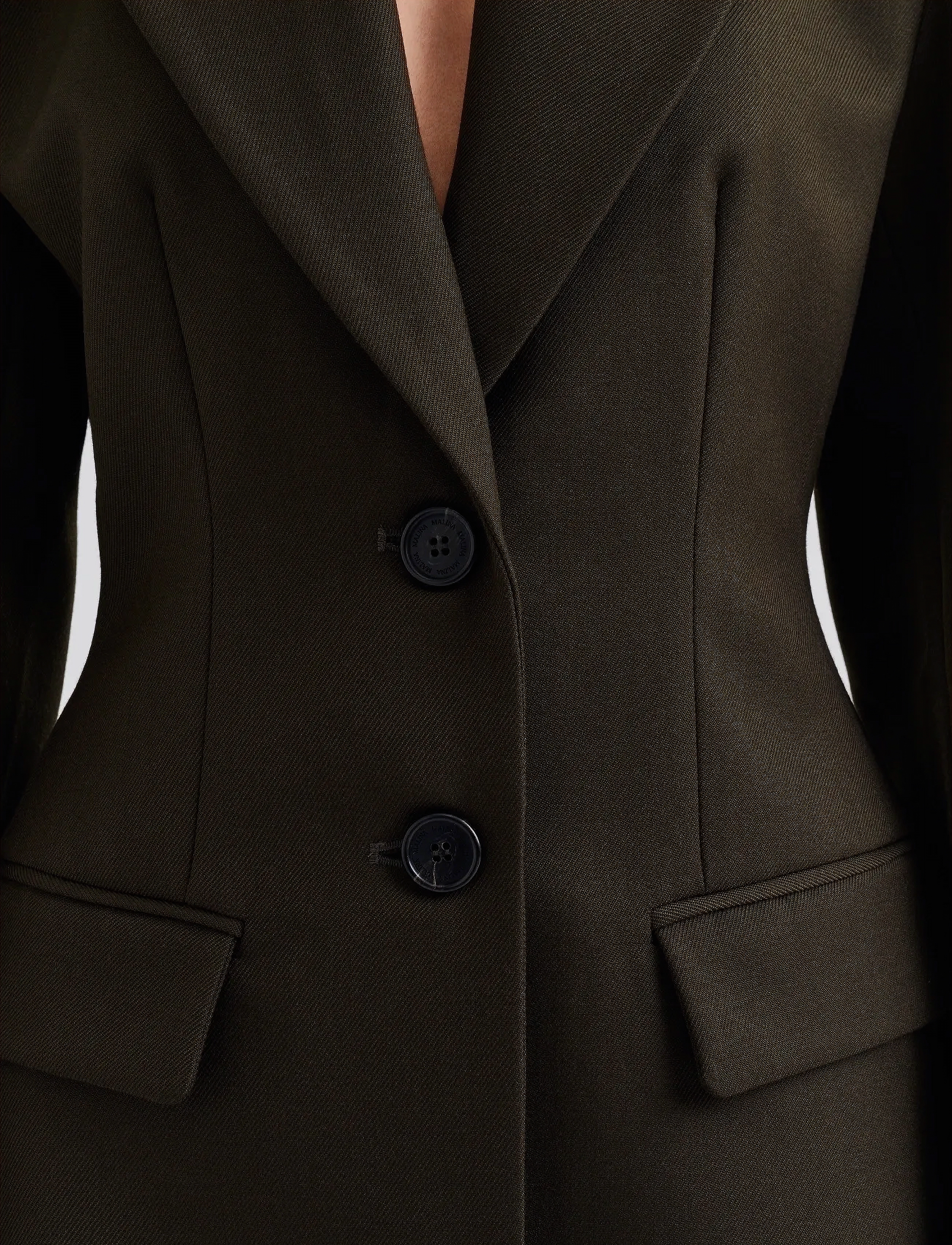 Malina - Ella Tailored Peplum blazer - single breasted blazers - olive - 4