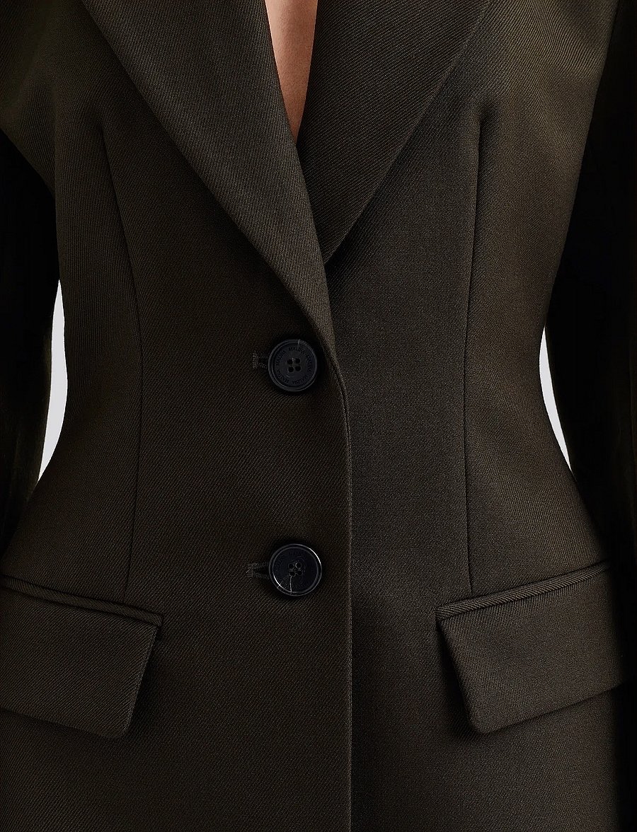 Malina - Ella Tailored Peplum blazer - einreihige blazer - olive - 4